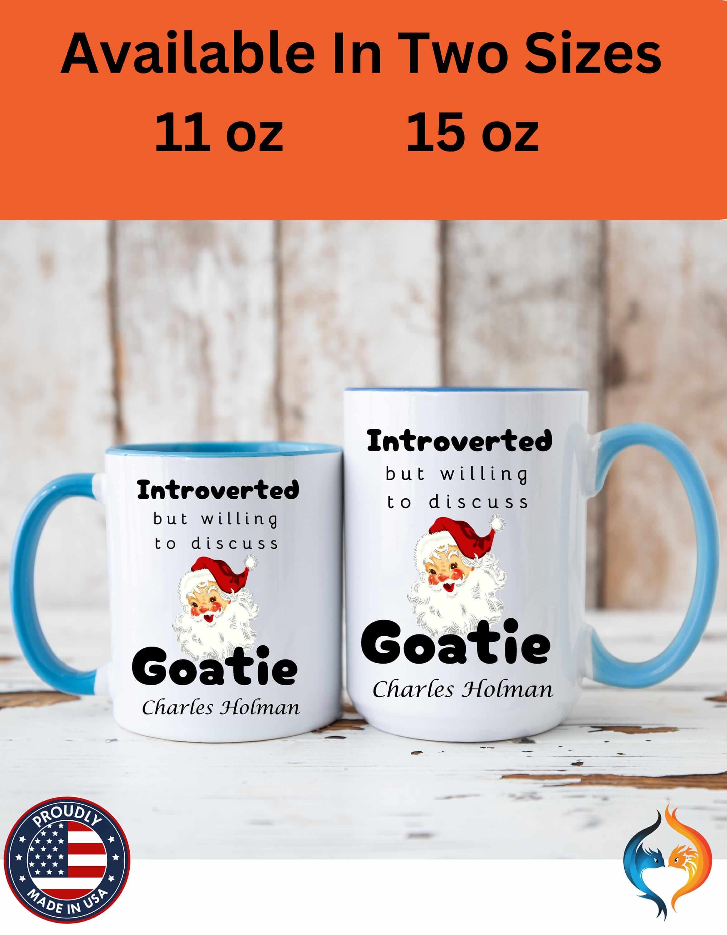 Funny Coffee Mug, Introverted But Willing To Discuss Goatie or Goatee, Santa Claus Beard Personalized Accent Coffee Mug (11 and 15oz)