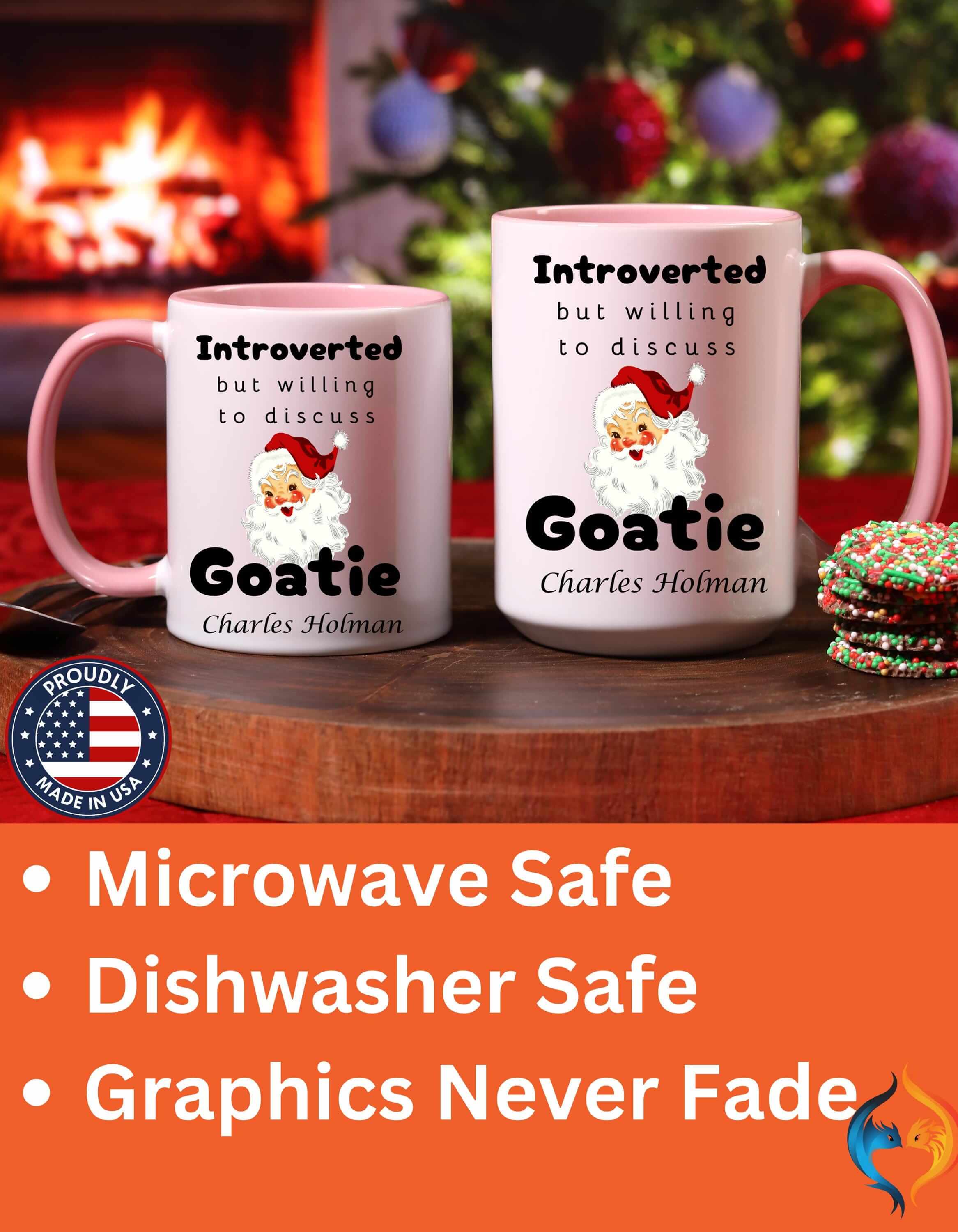 Funny Coffee Mug, Introverted But Willing To Discuss Goatie or Goatee, Santa Claus Beard Personalized Accent Coffee Mug (11 and 15oz)