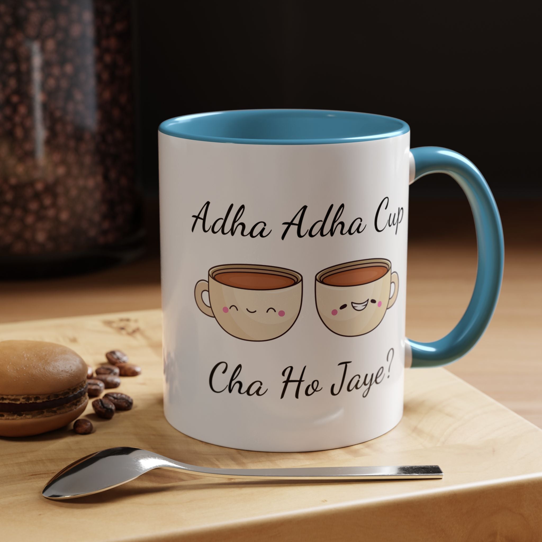 Funny Coffee Mug, Personalized Mug, Adha-Adha Cup Cha Ho Jaye Accent Cup 11/15oz, Indian Pakistani Punjabi Tea Chai Lover Cup