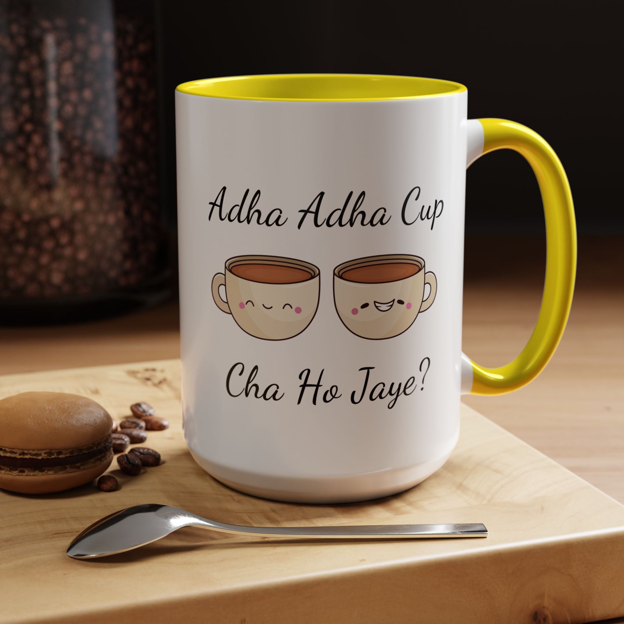 Funny Coffee Mug, Personalized Mug, Adha-Adha Cup Cha Ho Jaye Accent Cup 11/15oz, Indian Pakistani Punjabi Tea Chai Lover Cup