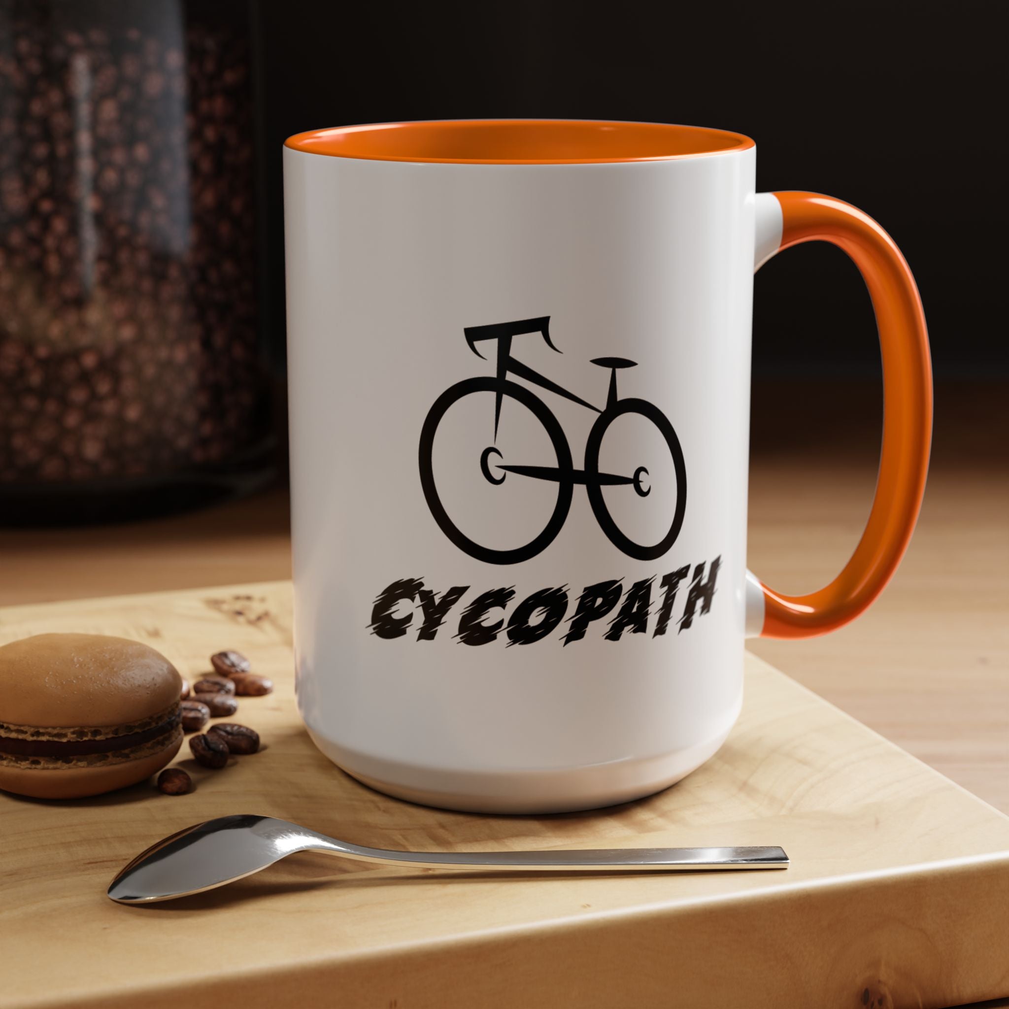 Funny Coffee Mug, Personalized Mug, Cycopath, Biking Lover Accent Cup (11, 15oz), Gift Under 20, White Elephant gift