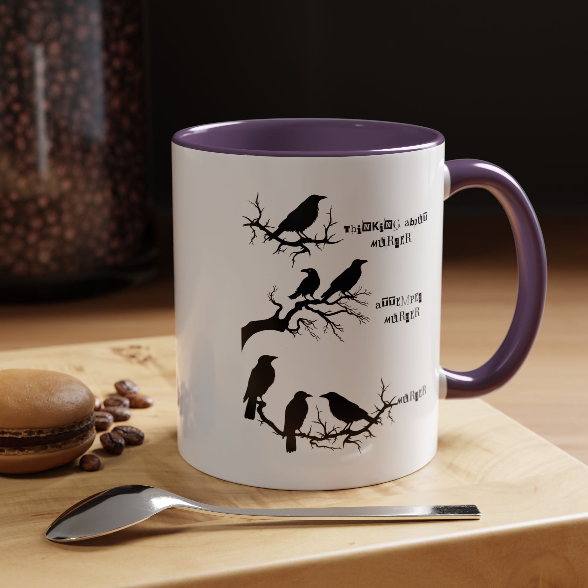 Funny Coffee Mug, Personalized Mug, Crow Murder Meme Funny Accent Cup (11, 15oz), Gift Under 20