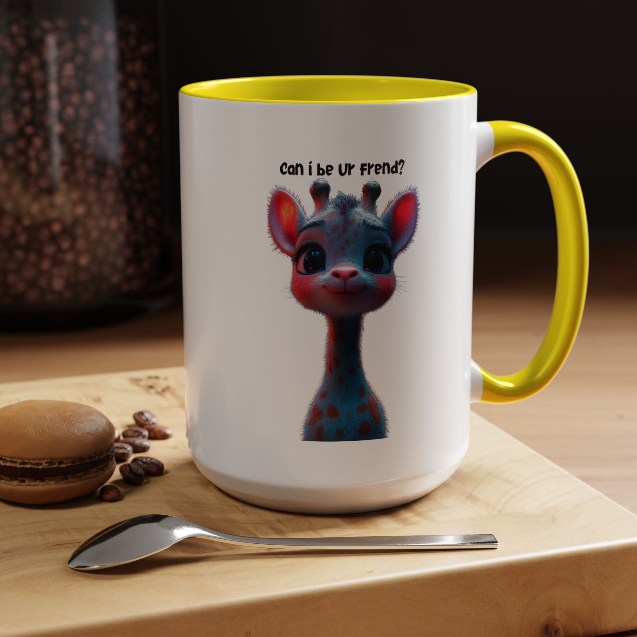 Funny Coffee Mug, Personalized Mug, Can I Be Your Friend, Cute Giraffe  Accent Coffee Cup (11, 15oz), Gift Under 20, White Elephant gift