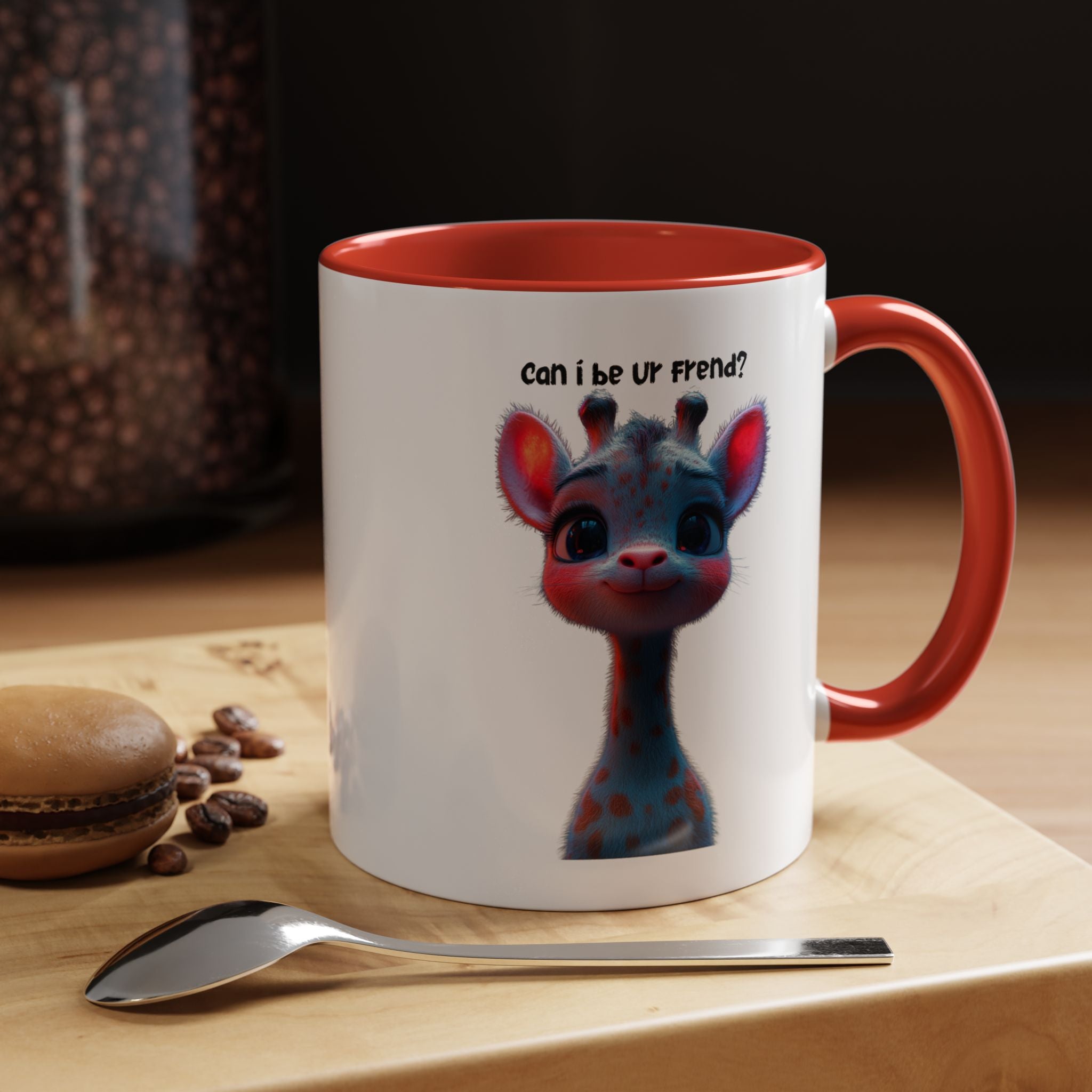 Funny Coffee Mug, Personalized Mug, Can I Be Your Friend, Cute Giraffe  Accent Coffee Cup (11, 15oz), Gift Under 20, White Elephant gift
