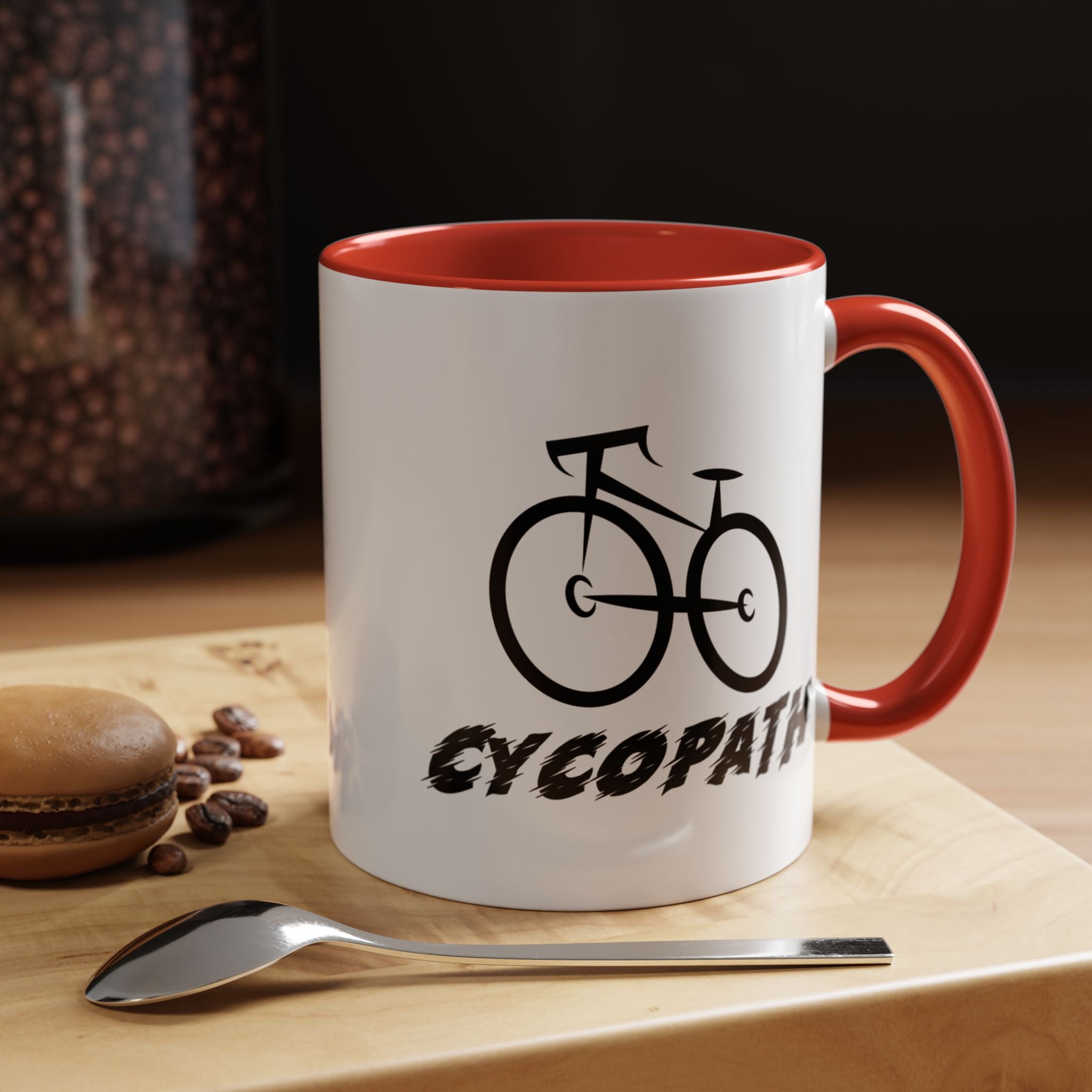 Funny Coffee Mug, Personalized Mug, Cycopath, Biking Lover Accent Cup (11, 15oz), Gift Under 20, White Elephant gift