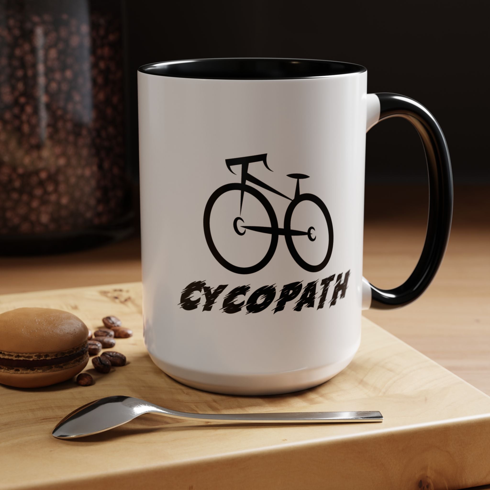 Funny Coffee Mug, Personalized Mug, Cycopath, Biking Lover Accent Cup (11, 15oz), Gift Under 20, White Elephant gift