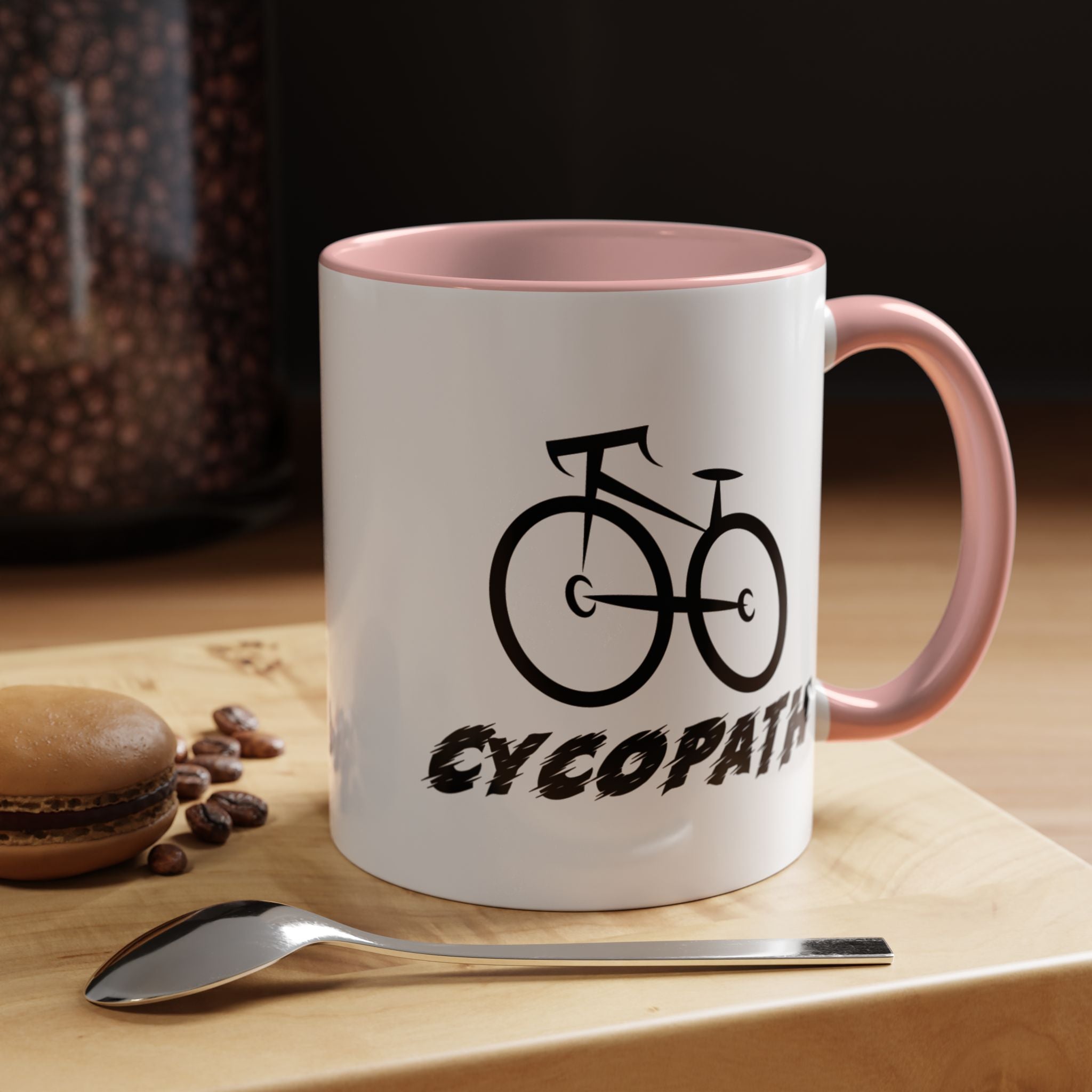 Funny Coffee Mug, Personalized Mug, Cycopath, Biking Lover Accent Cup (11, 15oz), Gift Under 20, White Elephant gift