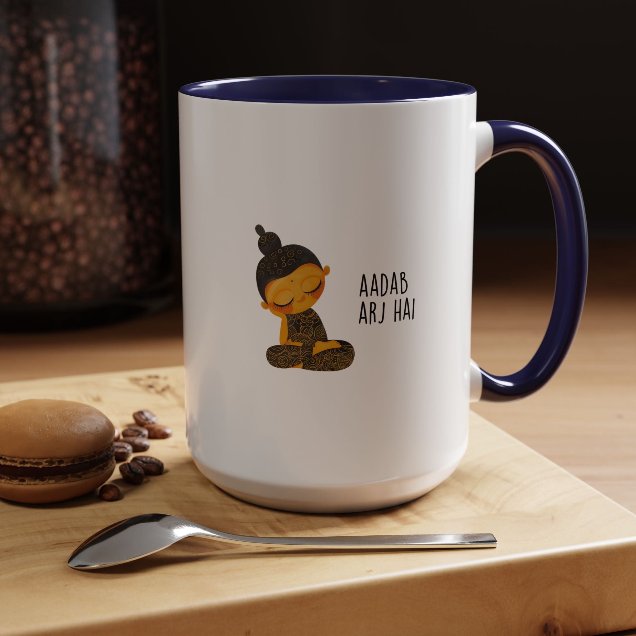 Funny Coffee Mug, Personalized Mug, Desi Roots Mug Aadab Arj Hai Accent Cup (11/15oz), Indian, Pakistani, Urdu Gift Under 20, White Elephant