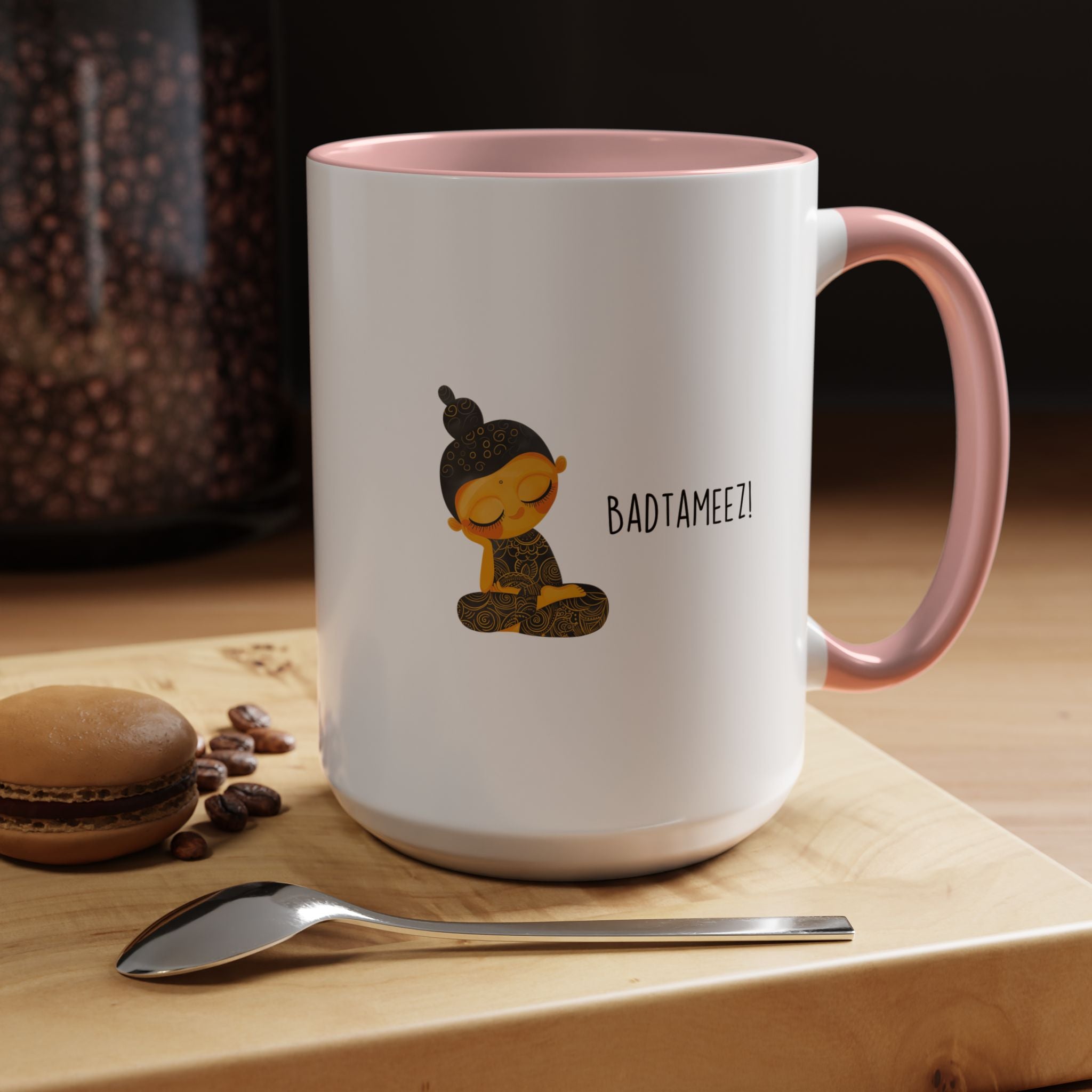 Funny Coffee Mug, Personalized Mug, Desi Roots Mug 'Badtameez' Accent Chai Cup (11/15oz), Indian, Pakistani Gift Under 20, White Elephant