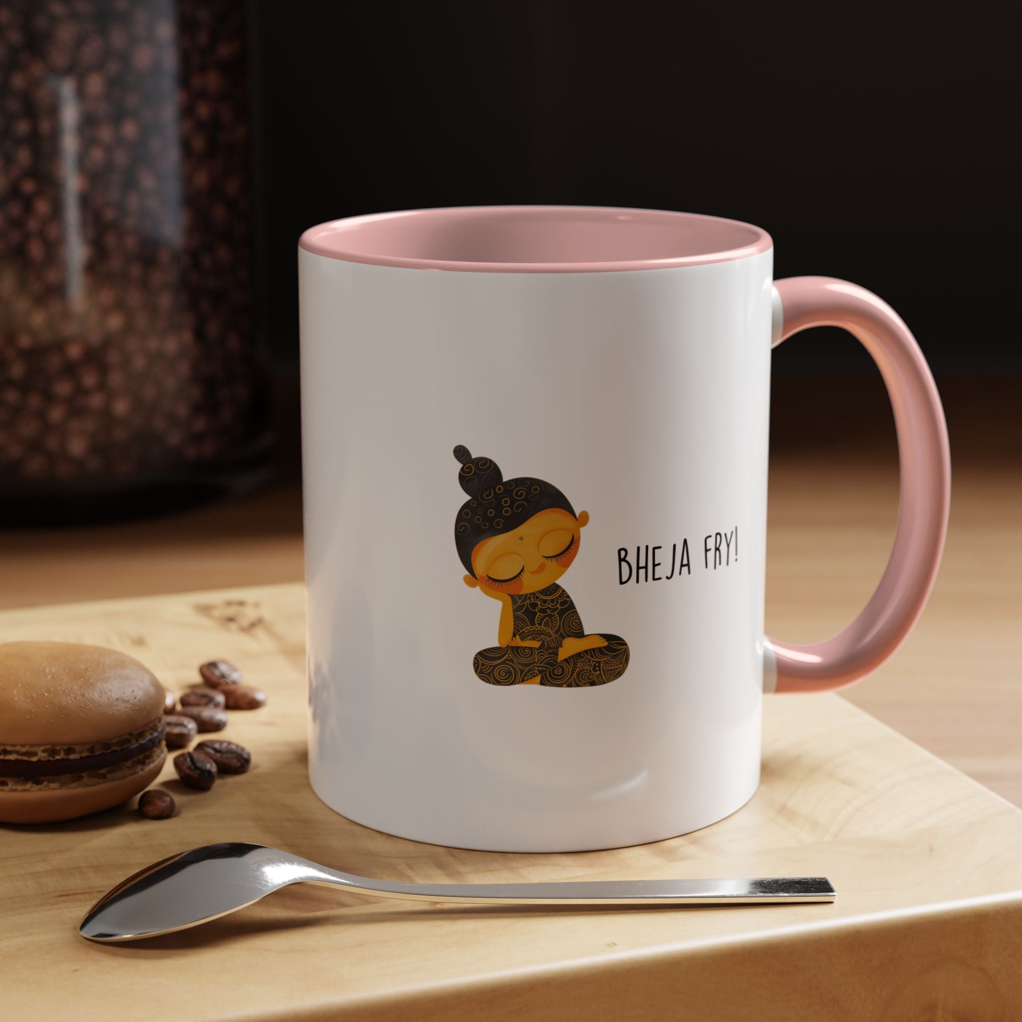 Funny Coffee Mug, Personalized Mug, Desi Roots Cup 'Bheja Fry' Indian Paki Accent Chai Cup (11/15oz), Gift Under 20, White Elephant