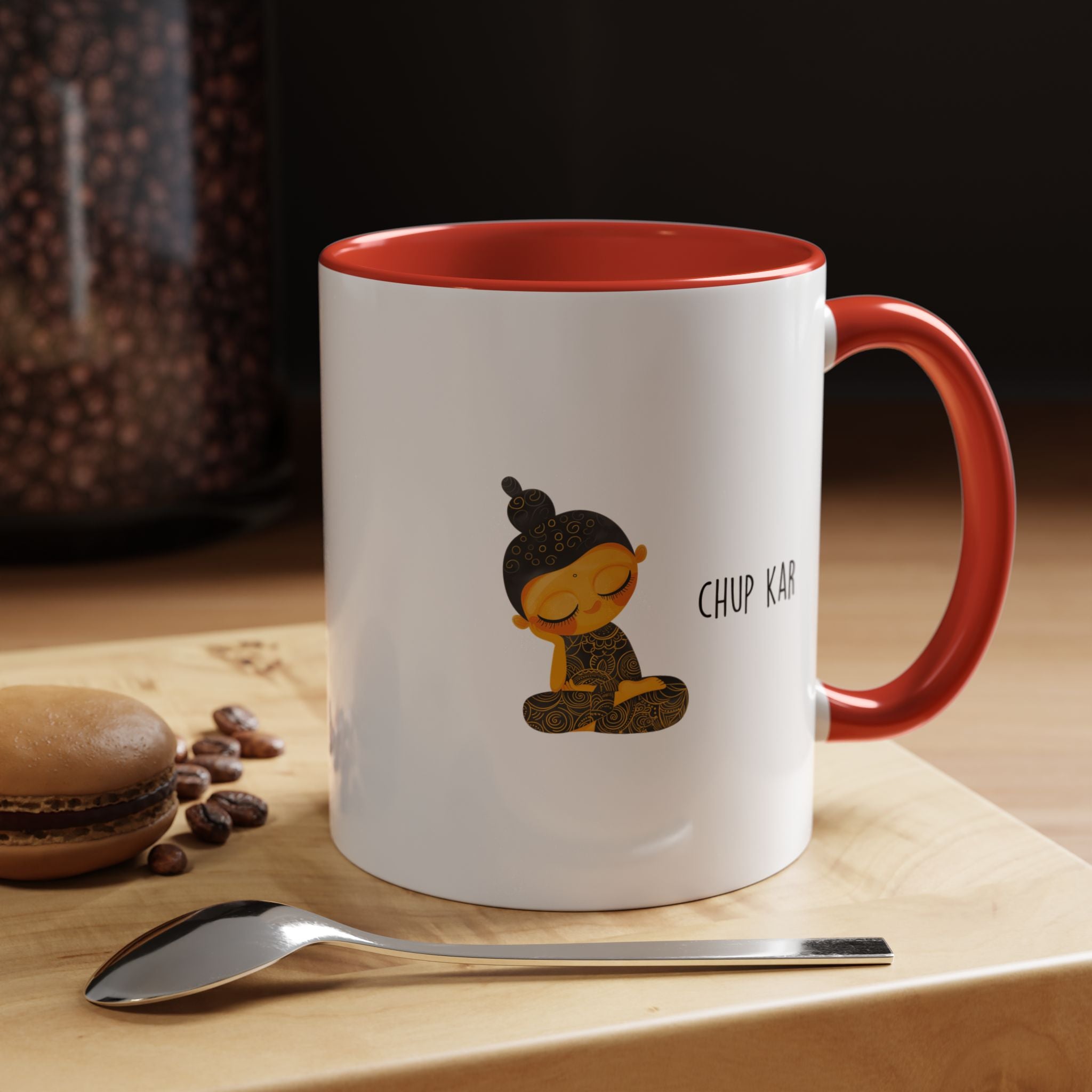 Funny Coffee Mug, Personalized Mug, Desi Roots Mug 'Chup Kar' Indian Pakistani Accent Chai Cup (11/15oz), Gift Under 20, White Elephant