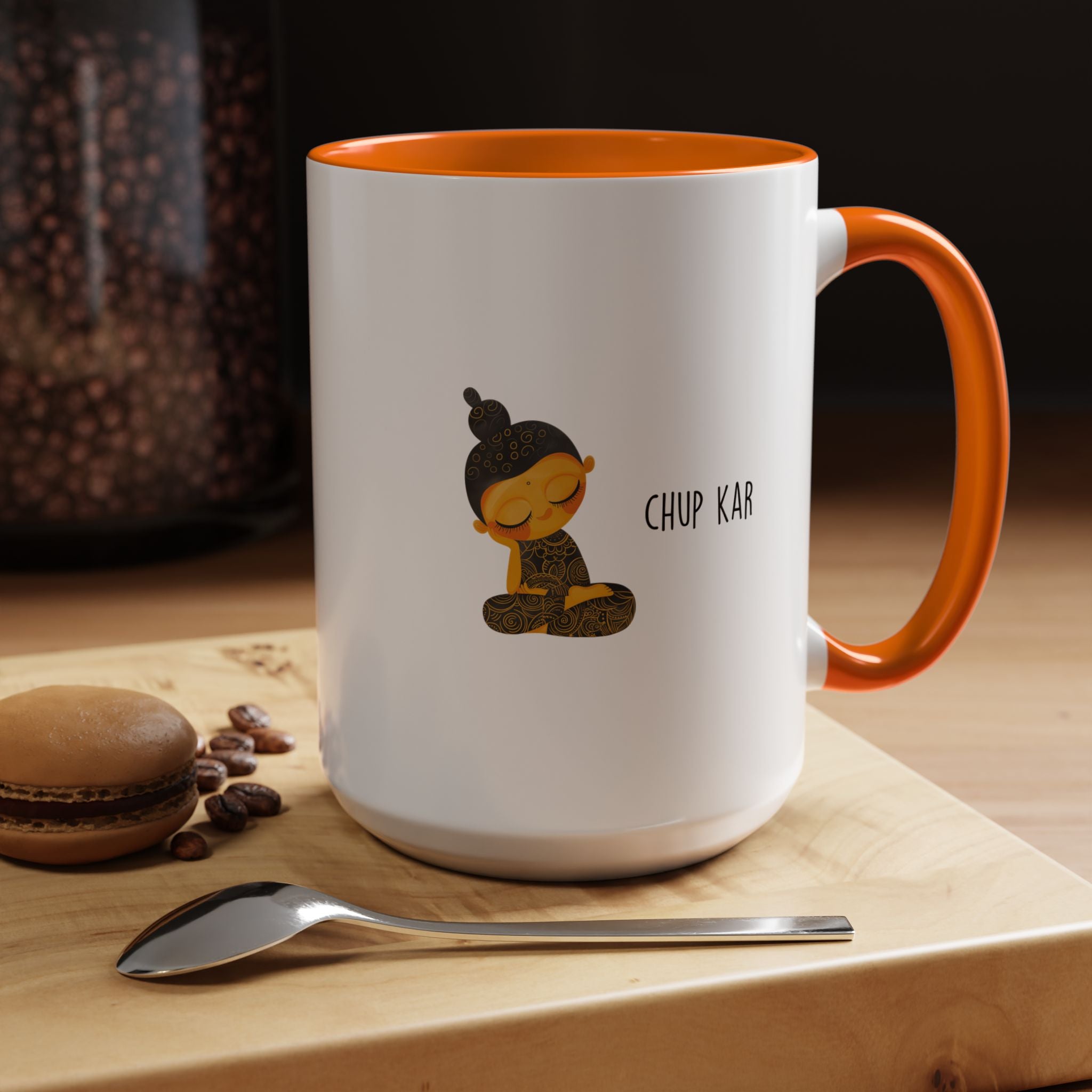 Funny Coffee Mug, Personalized Mug, Desi Roots Mug 'Chup Kar' Indian Pakistani Accent Chai Cup (11/15oz), Gift Under 20, White Elephant