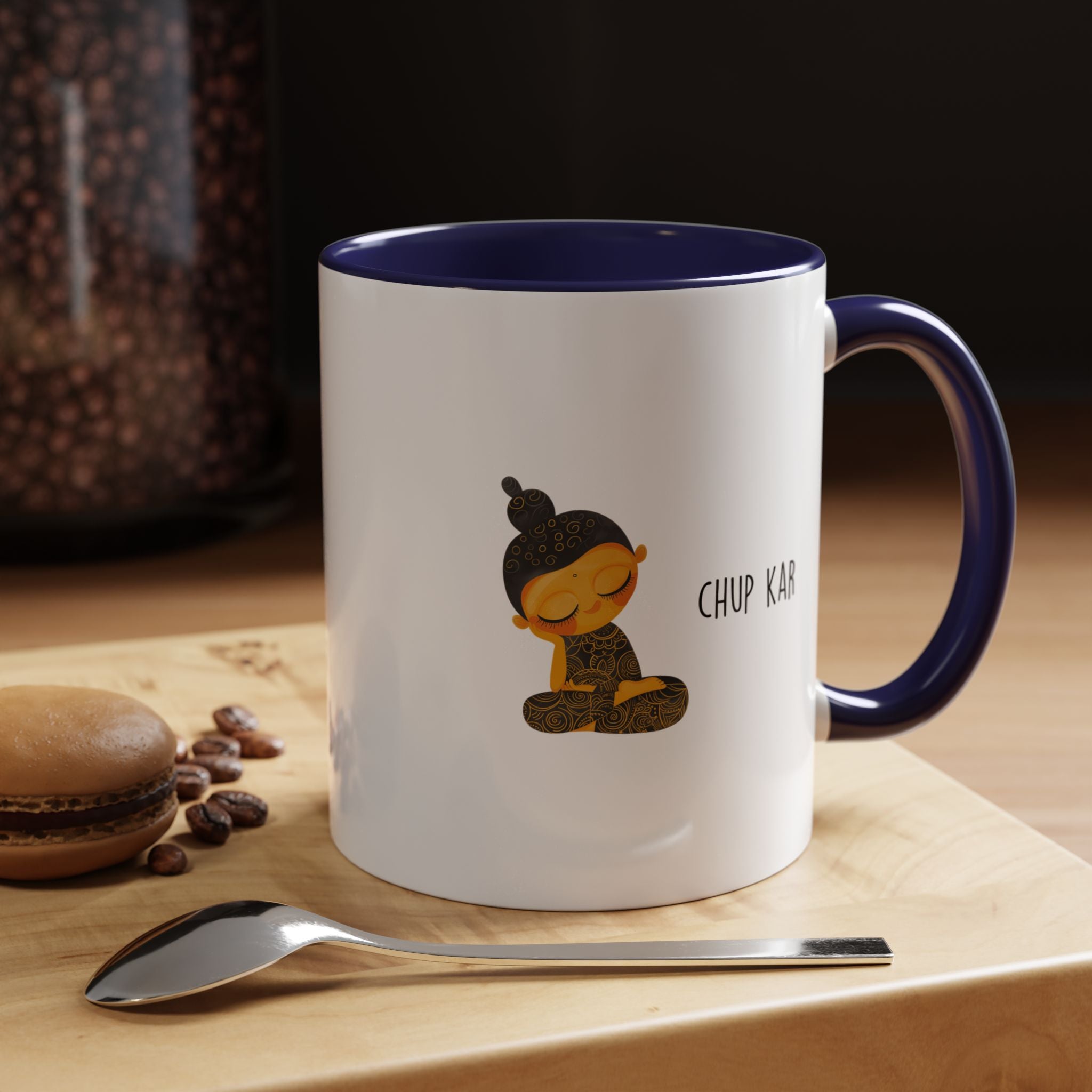 Funny Coffee Mug, Personalized Mug, Desi Roots Mug 'Chup Kar' Indian Pakistani Accent Chai Cup (11/15oz), Gift Under 20, White Elephant