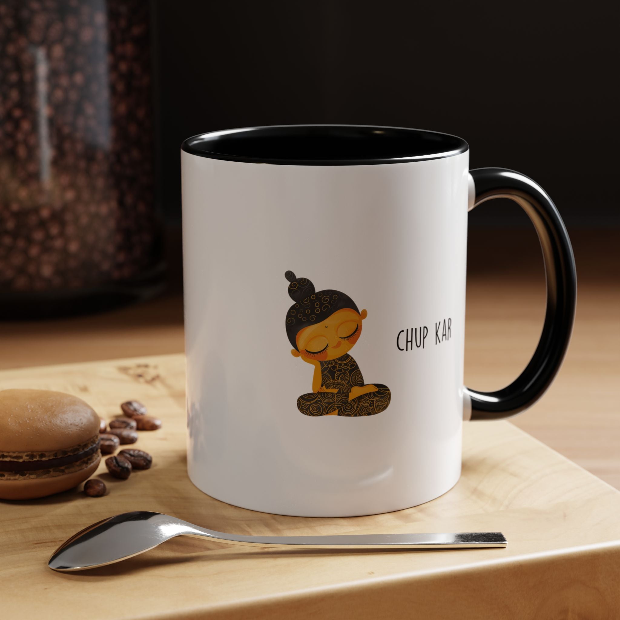 Funny Coffee Mug, Personalized Mug, Desi Roots Mug 'Chup Kar' Indian Pakistani Accent Chai Cup (11/15oz), Gift Under 20, White Elephant