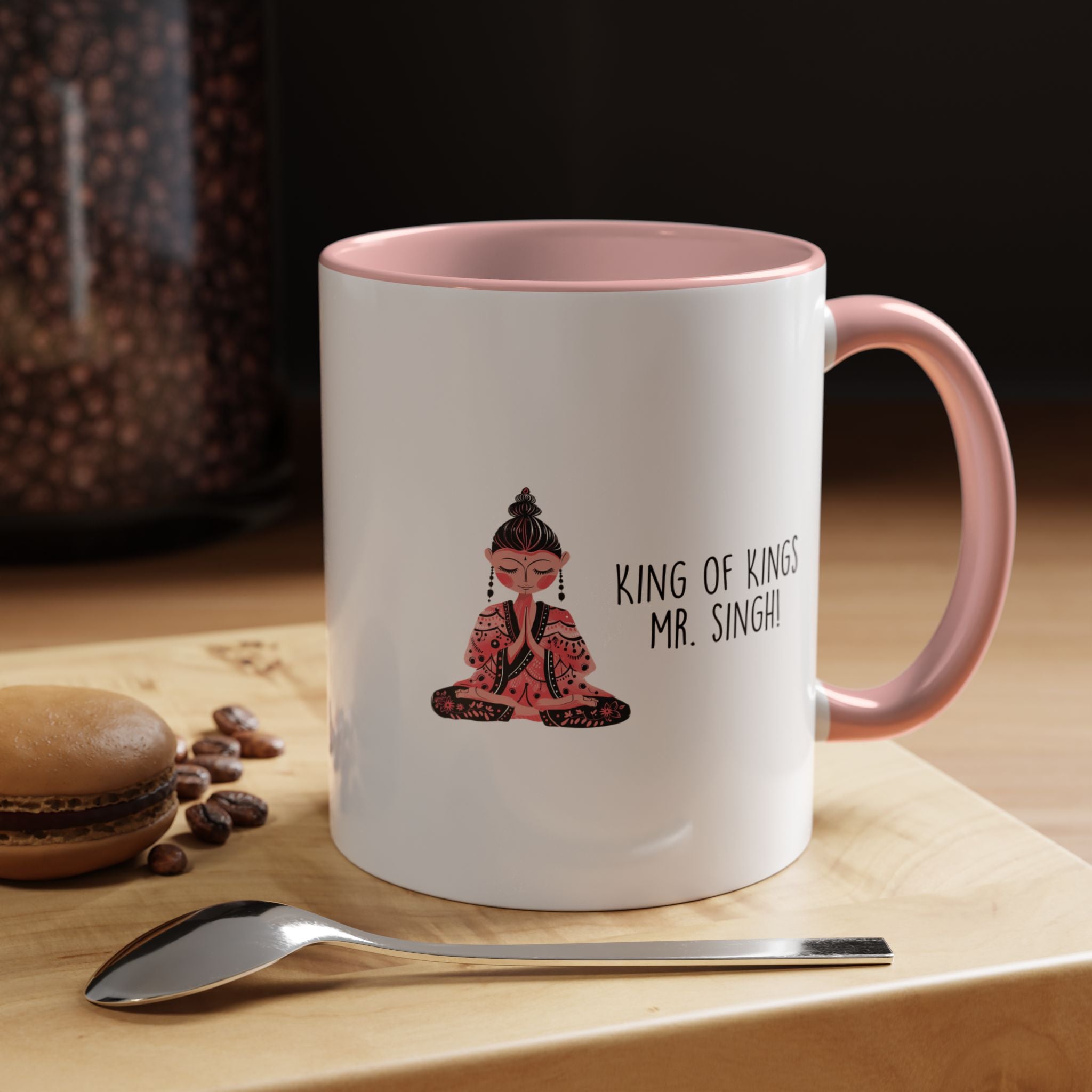 Funny Coffee Mug, Personalized Mug, Desi Roots Mug 'King Of Kings Mr Singh' Indian Accent Chai Cup (11/15oz), Gift Under 20, White Elephant