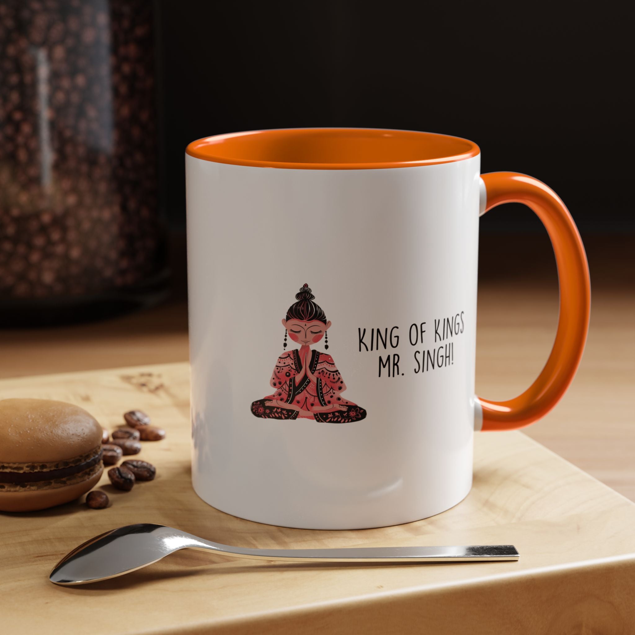 Funny Coffee Mug, Personalized Mug, Desi Roots Mug 'King Of Kings Mr Singh' Indian Accent Chai Cup (11/15oz), Gift Under 20, White Elephant