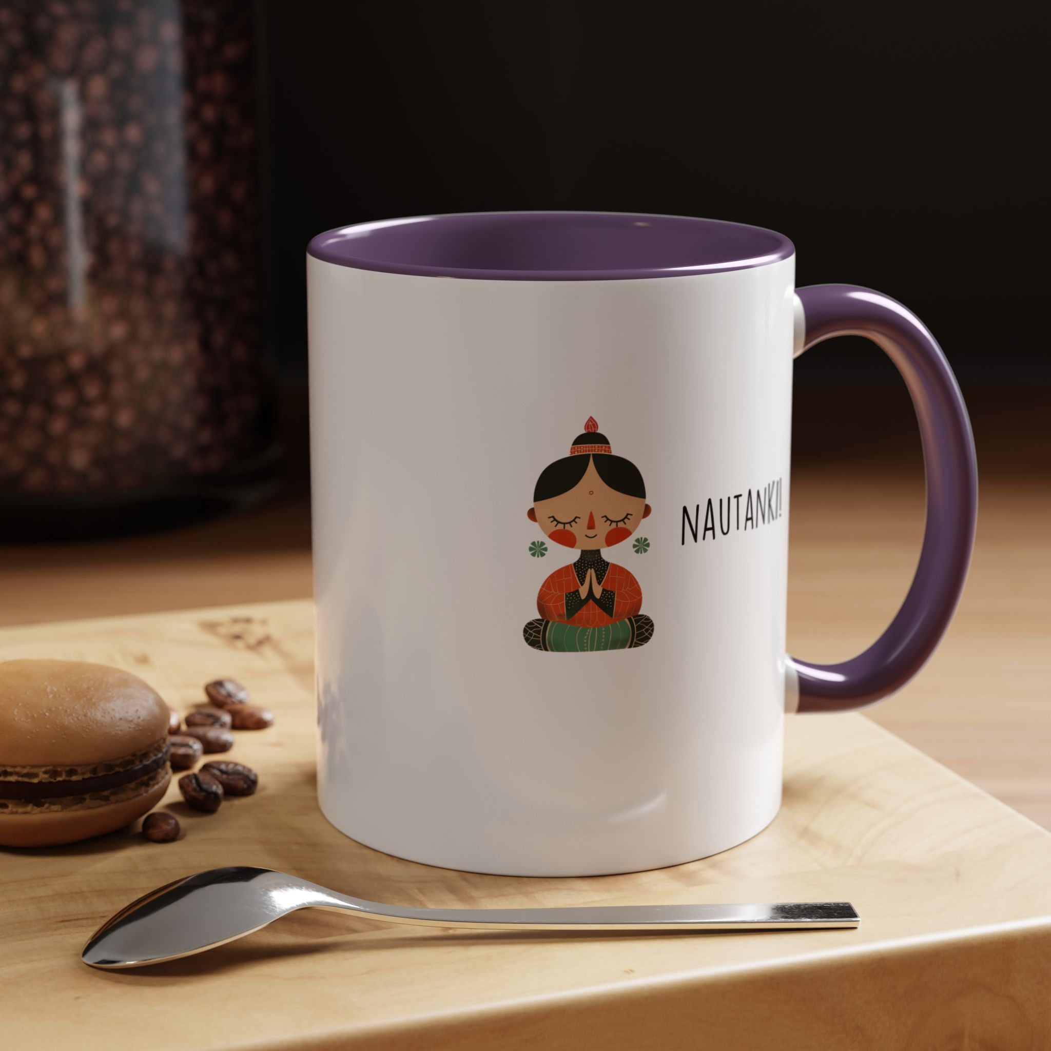 Funny Coffee Mug, Personalized Mug, Desi Roots Mug Nautanki Accent Cup (11/15oz), Gift Under 20, White Elephant