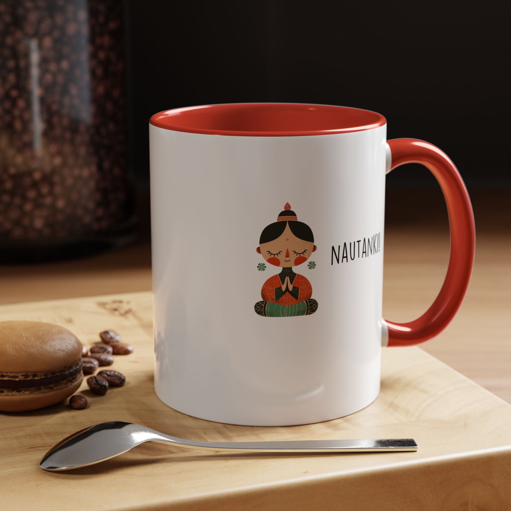 Funny Coffee Mug, Personalized Mug, Desi Roots Mug Nautanki Accent Cup (11/15oz), Gift Under 20, White Elephant