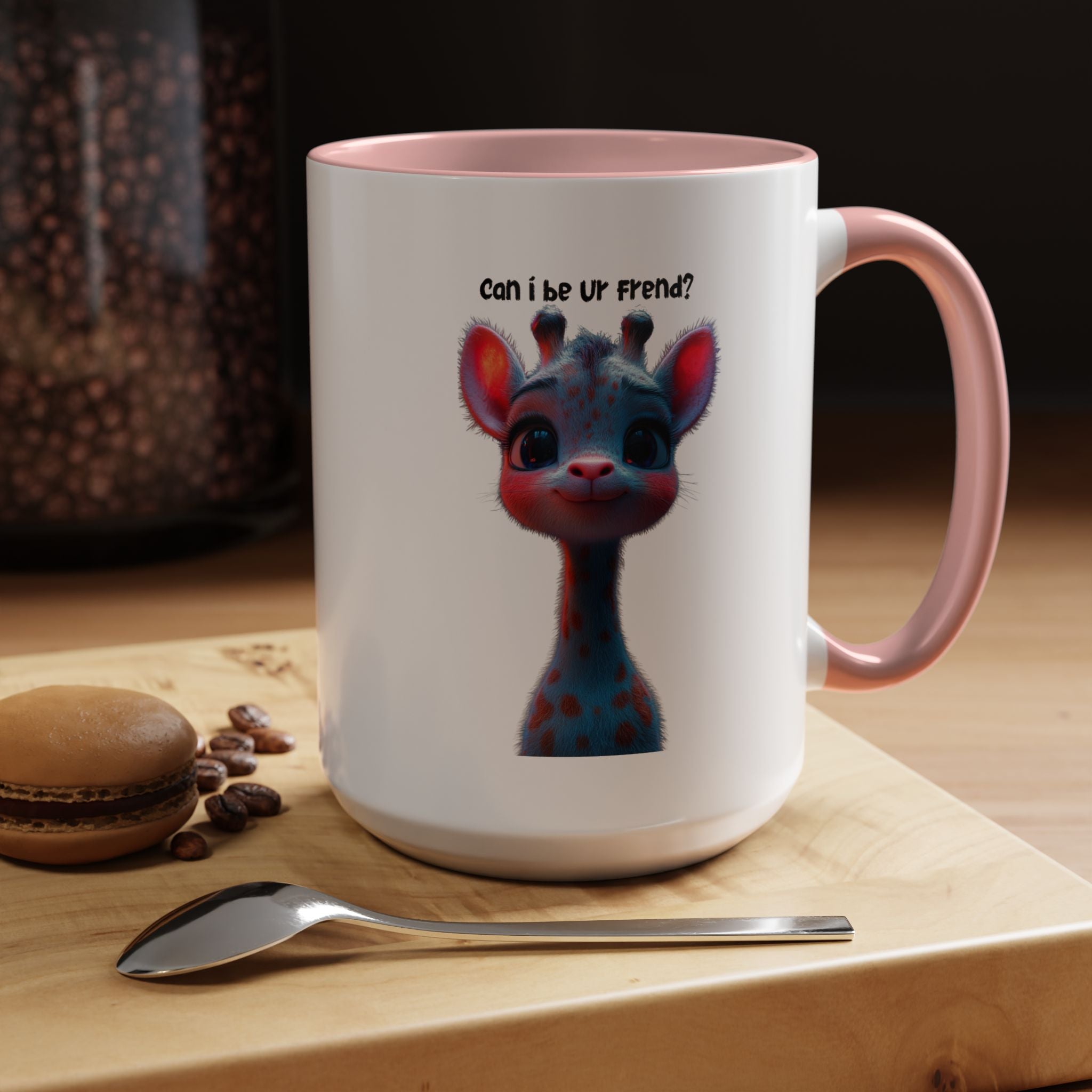 Funny Coffee Mug, Personalized Mug, Can I Be Your Friend, Cute Giraffe  Accent Coffee Cup (11, 15oz), Gift Under 20, White Elephant gift