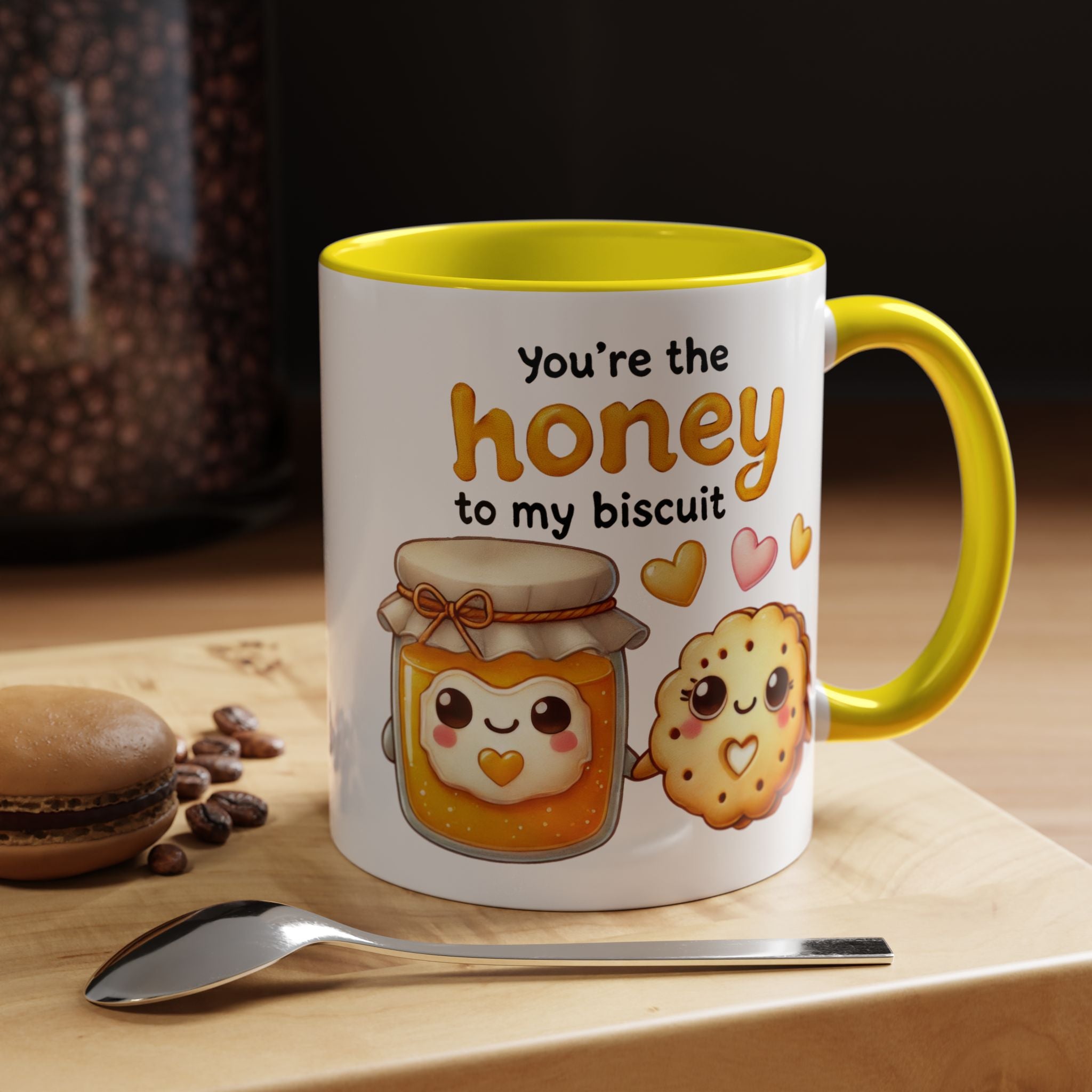Funny Coffee Mug, Personalized Mug, You Are The Honey To My Biscuit  Accent Cup 11/15oz Anniversary Wedding Valentines Romantic Gift Him her