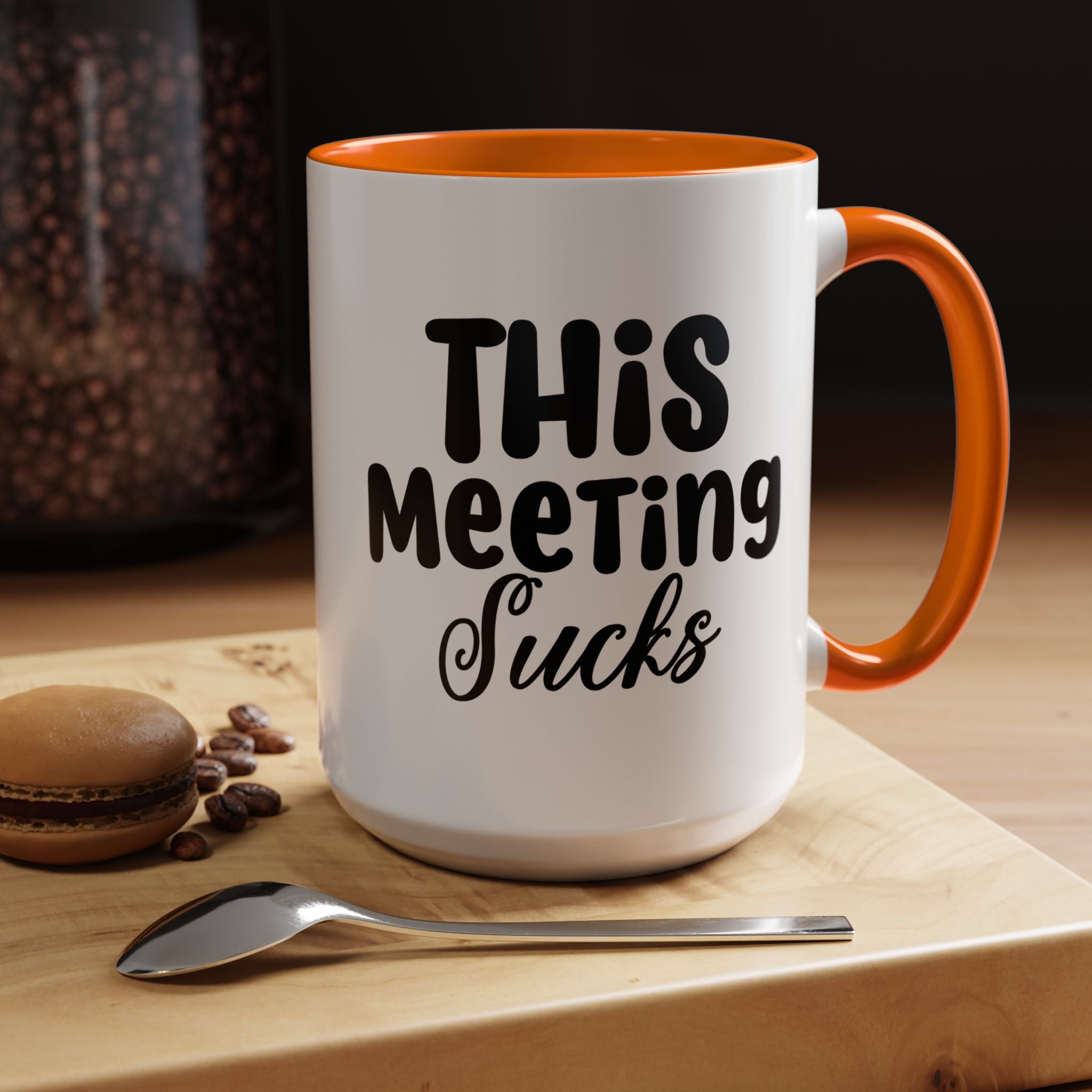 Funny Coffee Mug, Personalized Mug, This Meeting Sucks  Accent Cup (11, 15oz), Gift Under 20, White Elephant