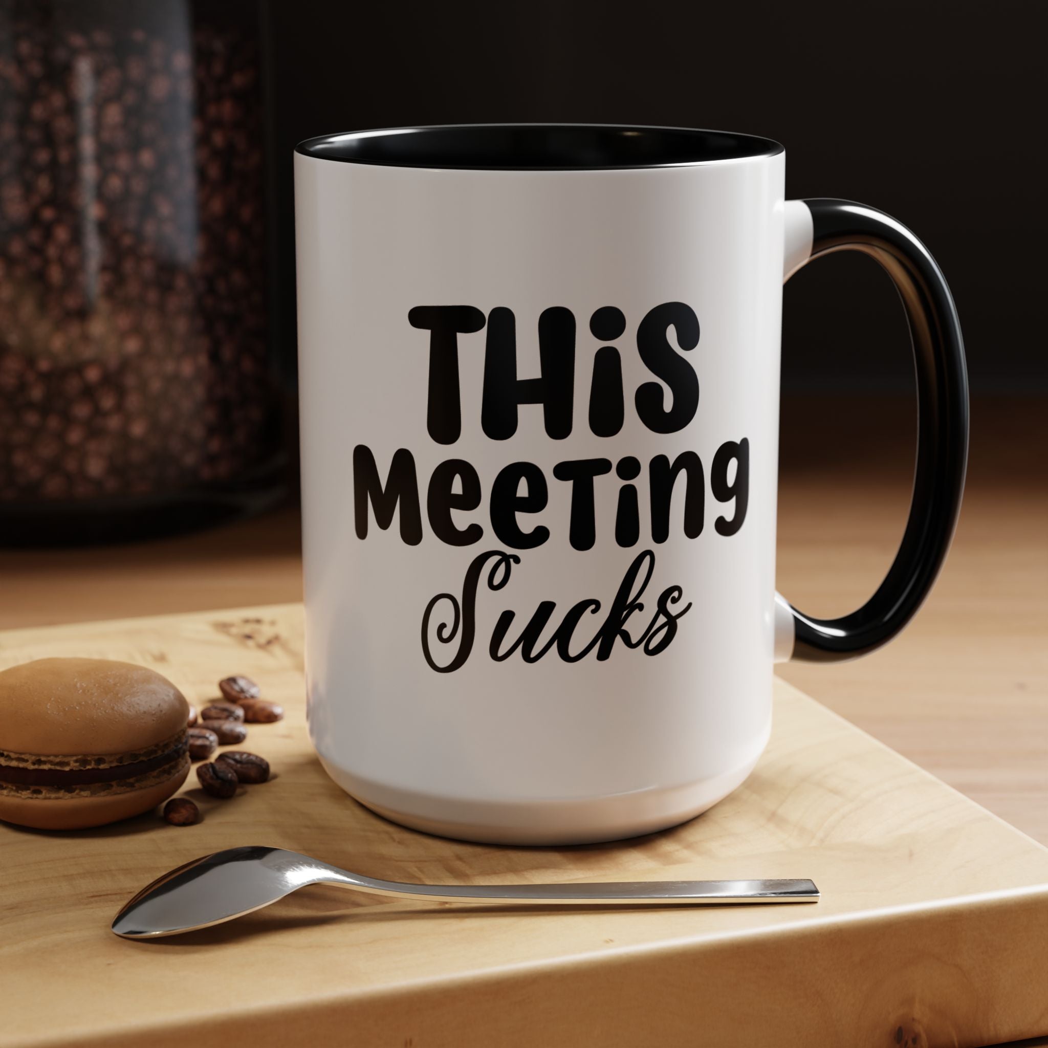 Funny Coffee Mug, Personalized Mug, This Meeting Sucks  Accent Cup (11, 15oz), Gift Under 20, White Elephant