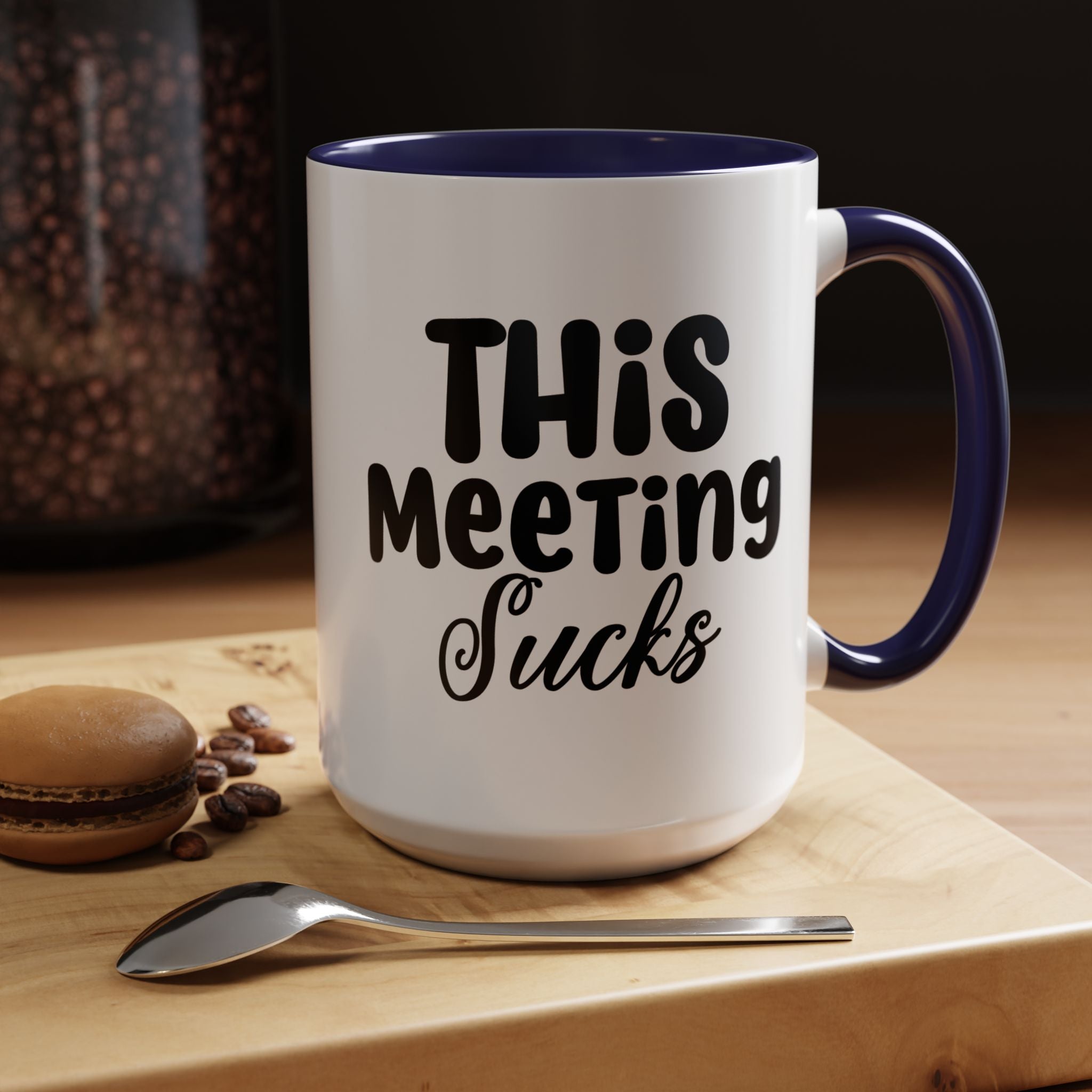 Funny Coffee Mug, Personalized Mug, This Meeting Sucks  Accent Cup (11, 15oz), Gift Under 20, White Elephant