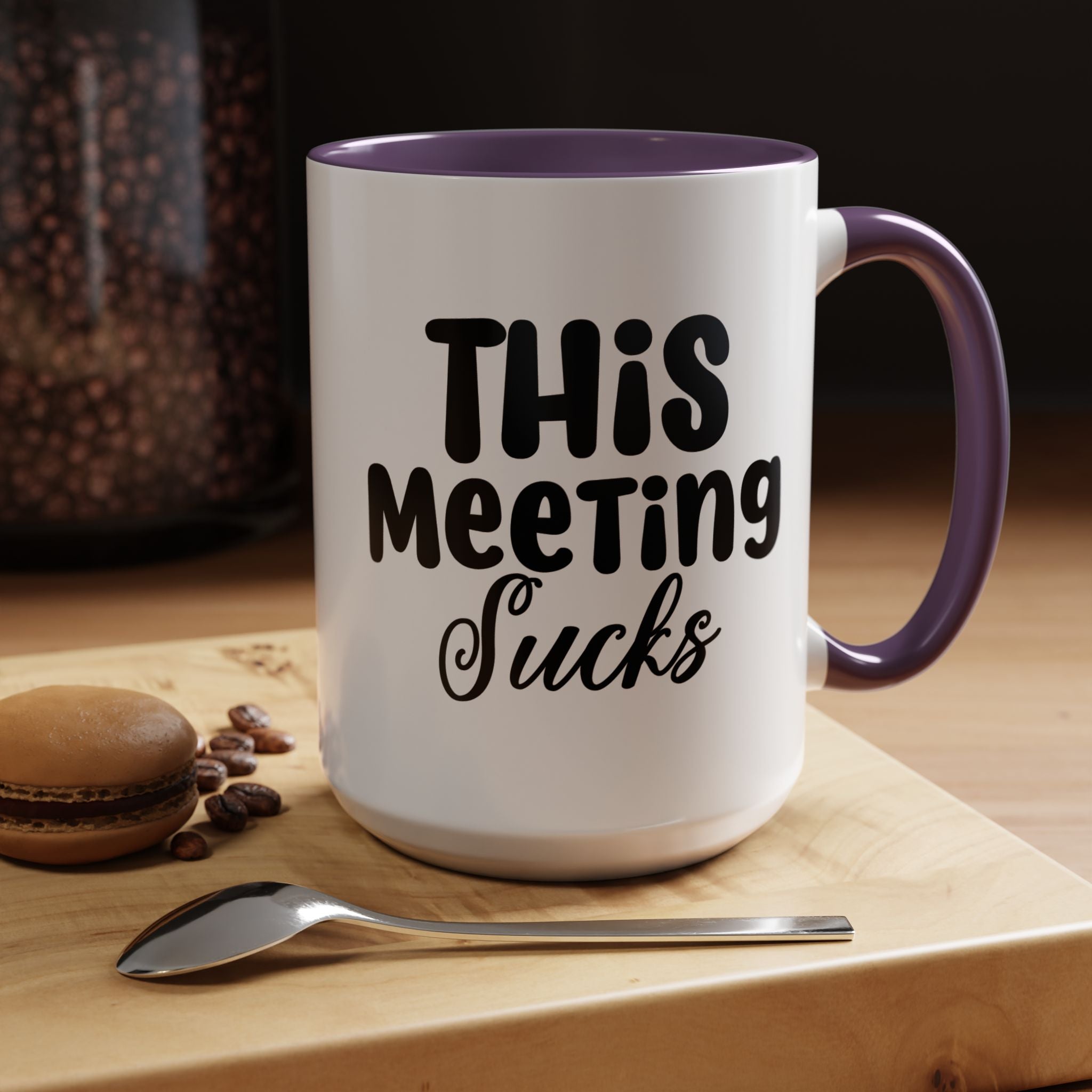 Funny Coffee Mug, Personalized Mug, This Meeting Sucks  Accent Cup (11, 15oz), Gift Under 20, White Elephant