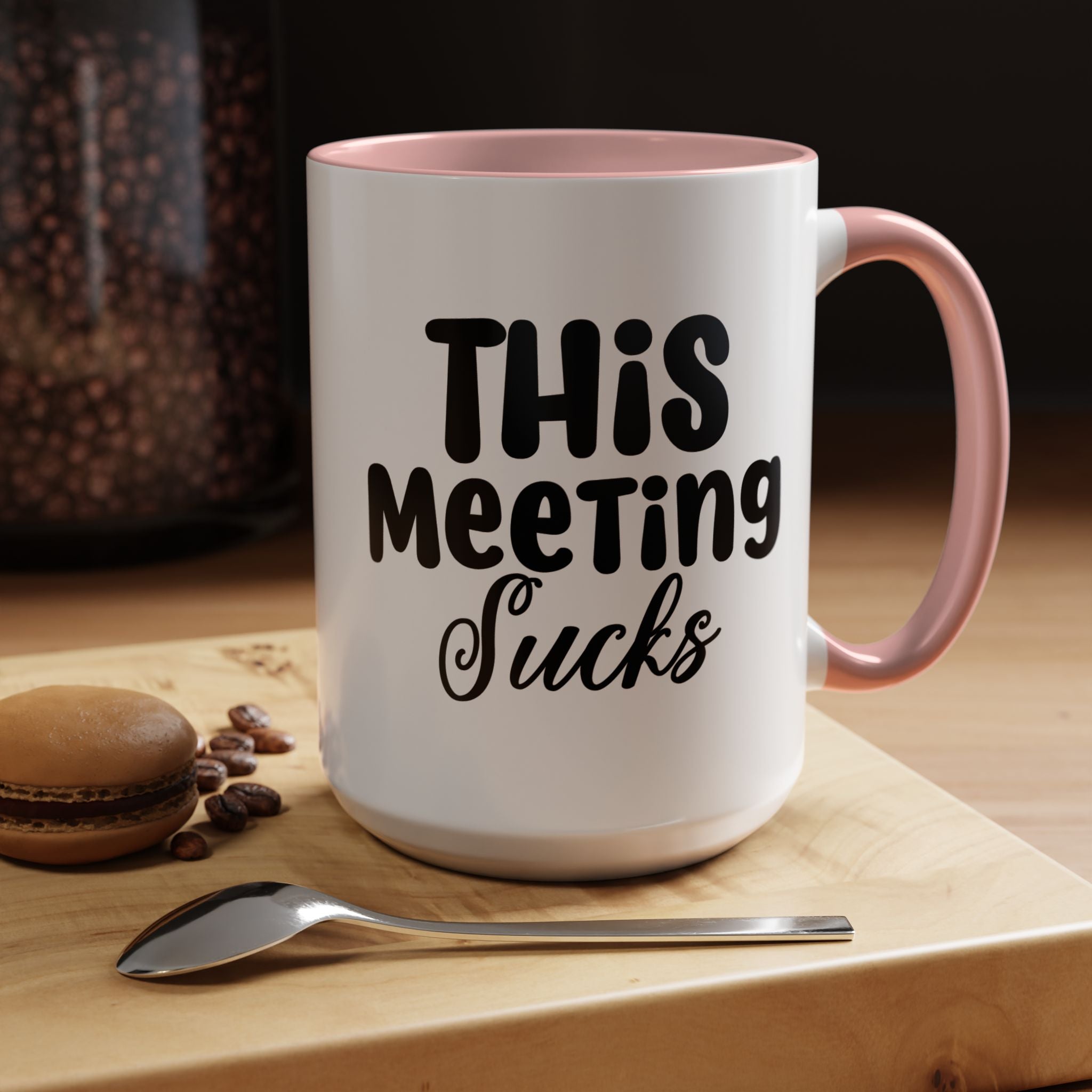Funny Coffee Mug, Personalized Mug, This Meeting Sucks  Accent Cup (11, 15oz), Gift Under 20, White Elephant