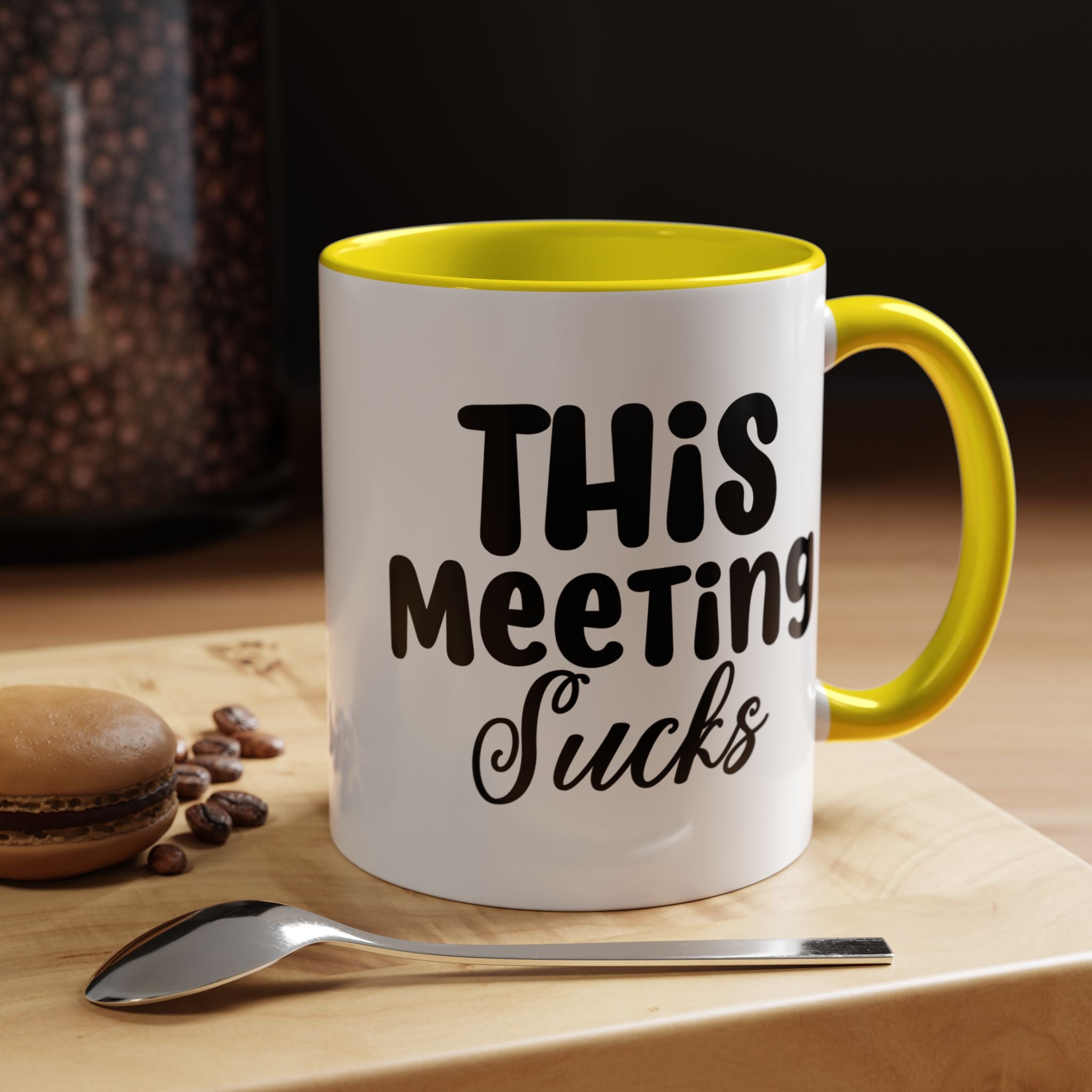 Funny Coffee Mug, Personalized Mug, This Meeting Sucks  Accent Cup (11, 15oz), Gift Under 20, White Elephant