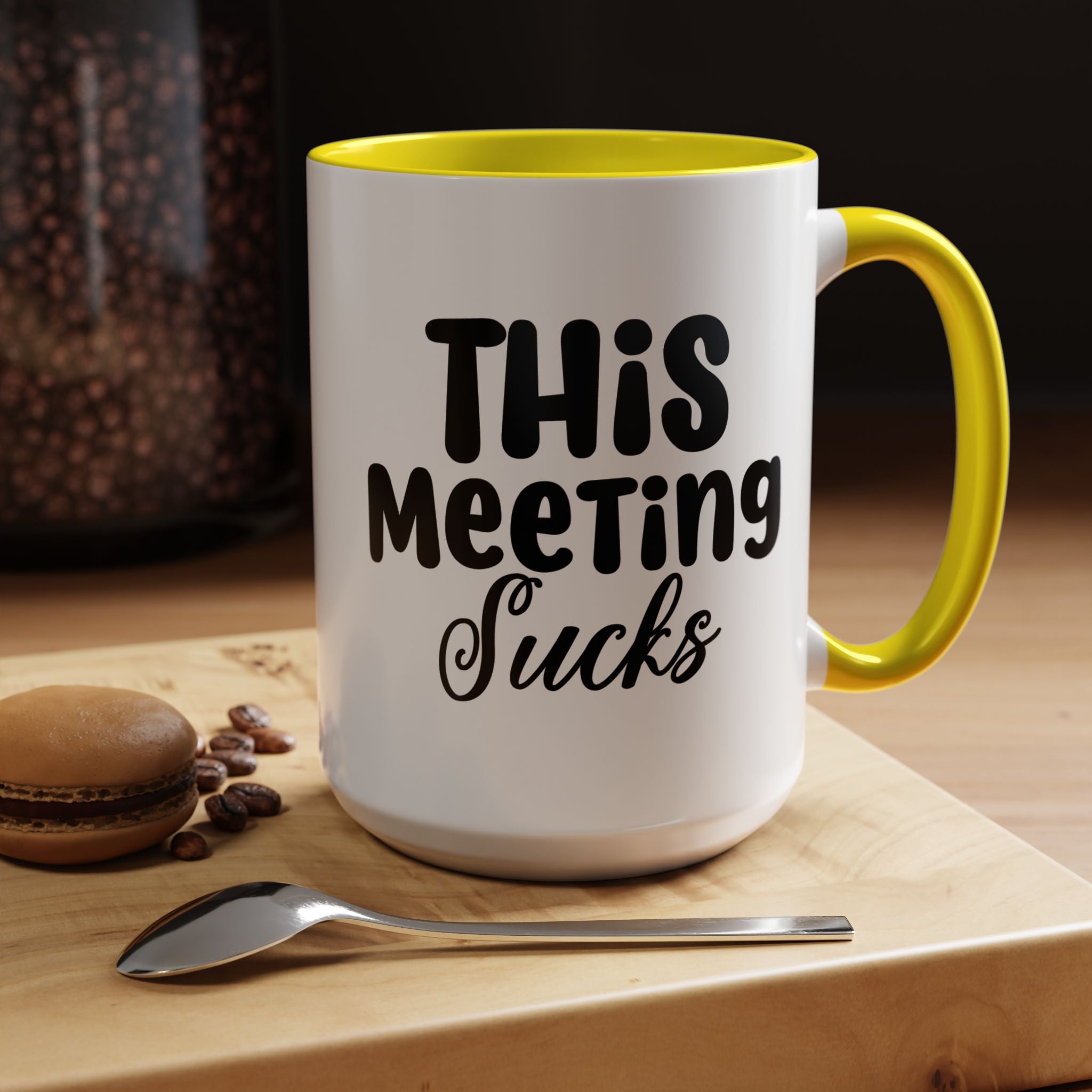 Funny Coffee Mug, Personalized Mug, This Meeting Sucks  Accent Cup (11, 15oz), Gift Under 20, White Elephant
