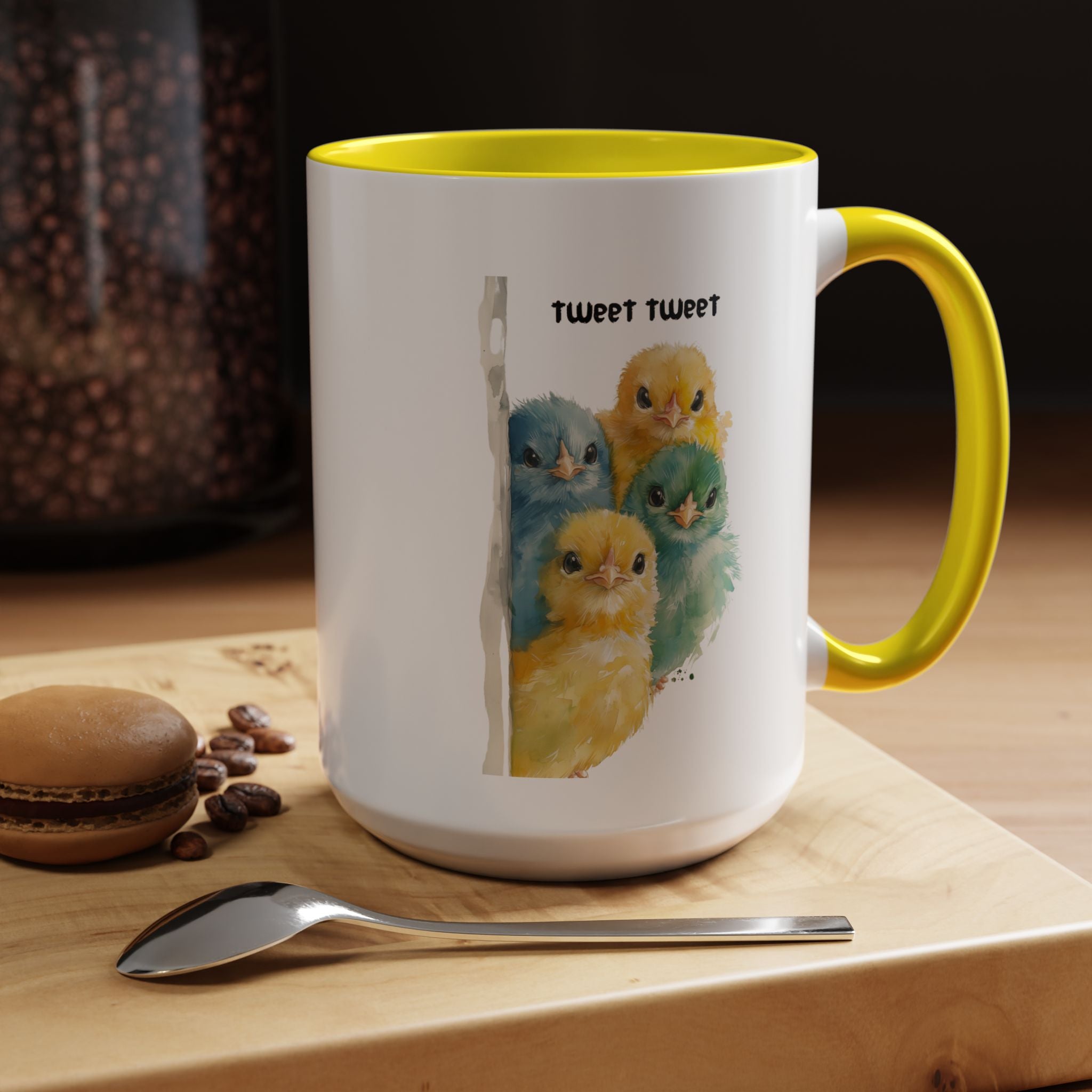 Funny Coffee Mug, Personalized Mug, Tweet Tweet Birds Accent Cup (11, 15oz), Gift Under 20, White Elephant