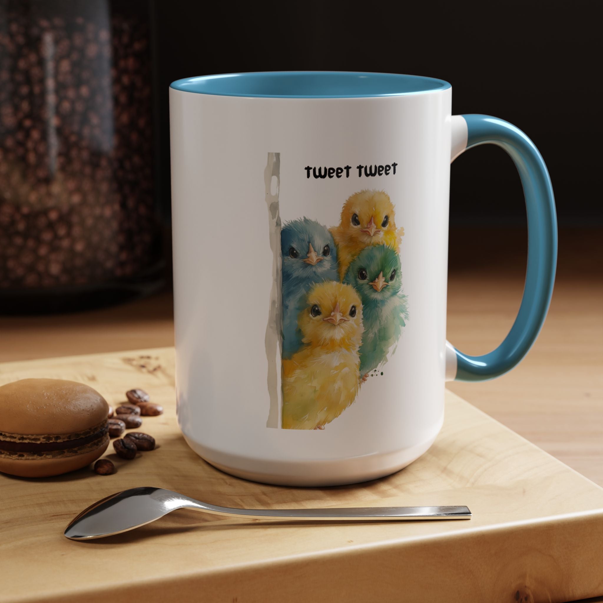 Funny Coffee Mug, Personalized Mug, Tweet Tweet Birds Accent Cup (11, 15oz), Gift Under 20, White Elephant