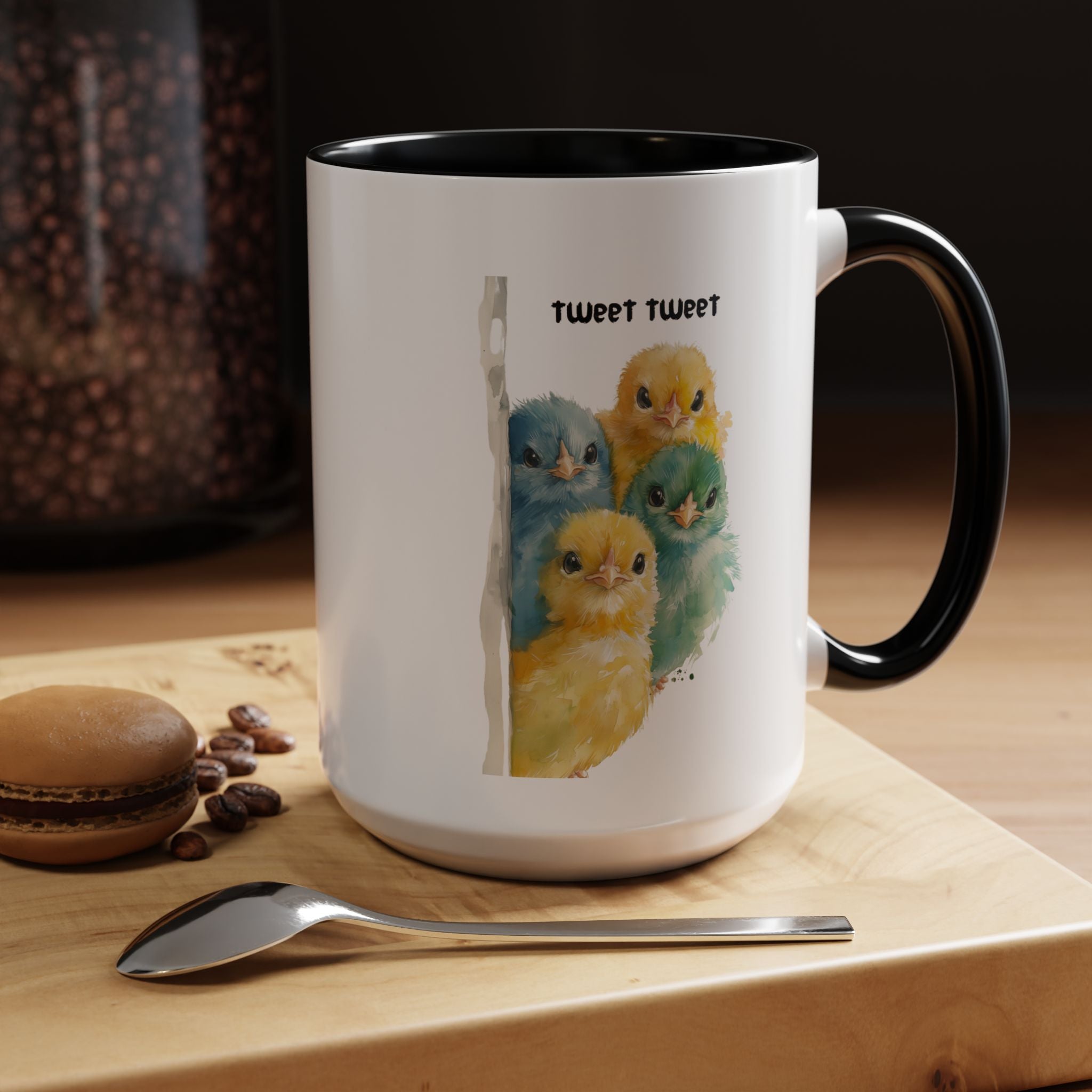 Funny Coffee Mug, Personalized Mug, Tweet Tweet Birds Accent Cup (11, 15oz), Gift Under 20, White Elephant