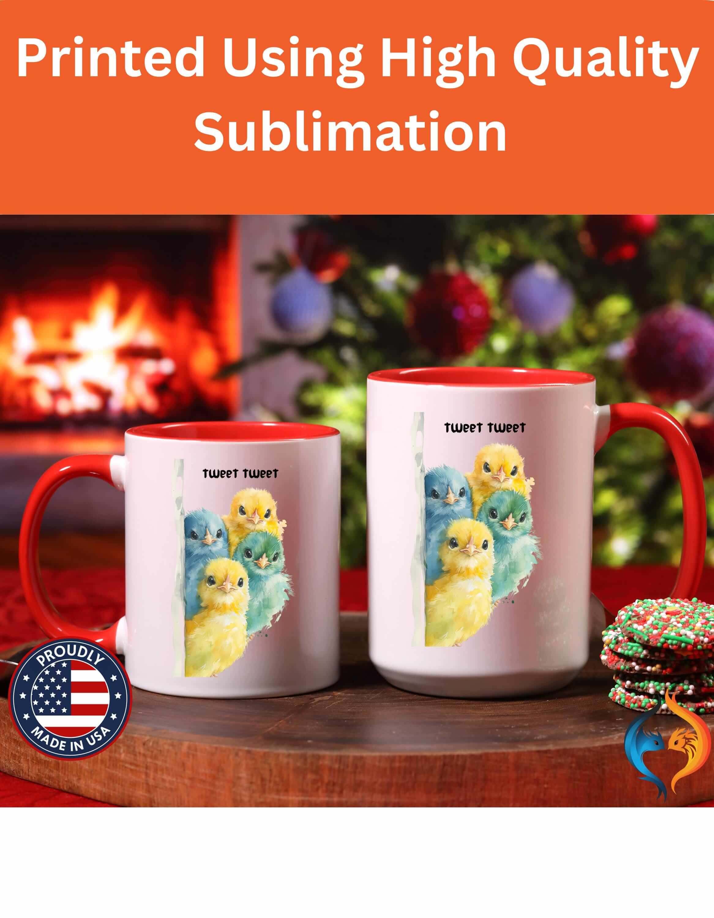 Funny Coffee Mug, Personalized Mug, Tweet Tweet Birds Accent Cup, Gift Under 20, 11 & 15oz White Elephant, gift for animal, bird, pet lovers
