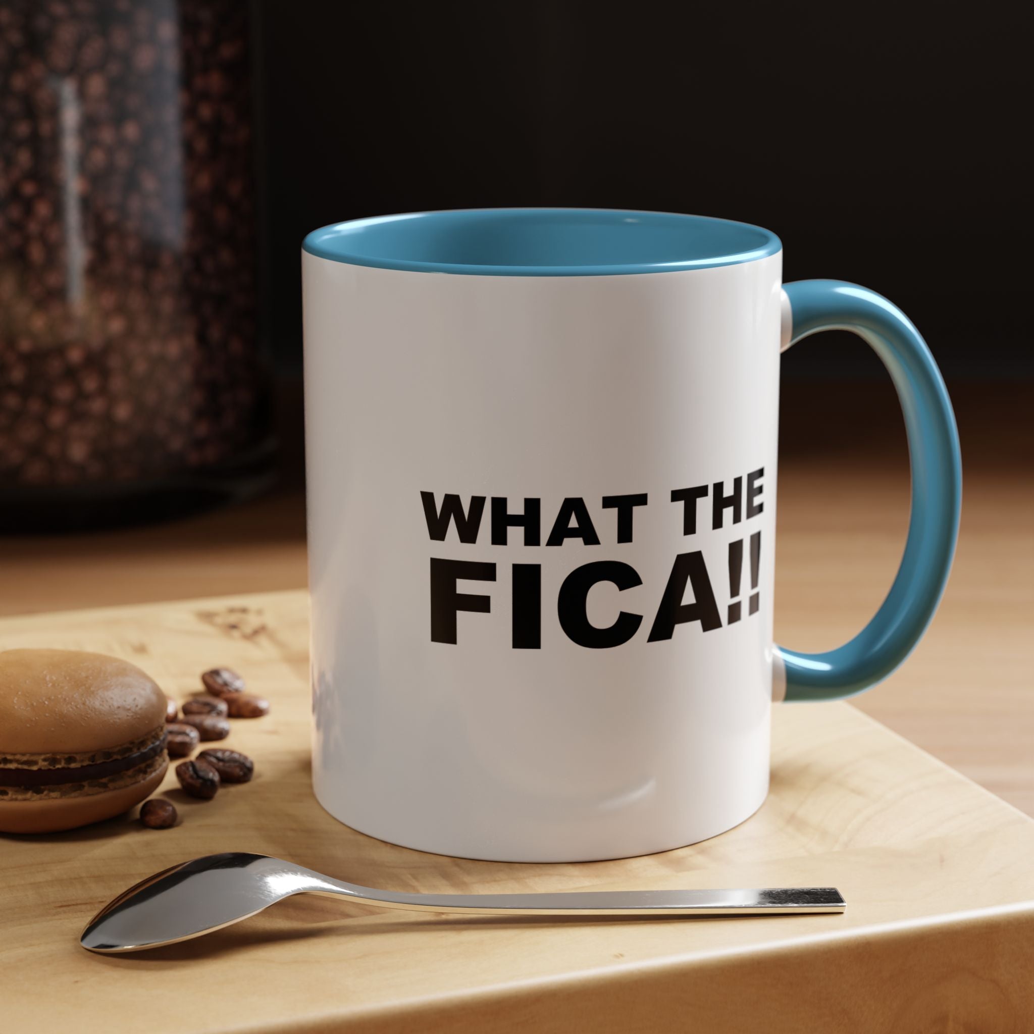 Funny Coffee Mug, Personalized Mug, What The FICA, CPA, Tax Preparer, Entrepreneur Accent Cup (11/15oz), Gift Under 20, White Elephant