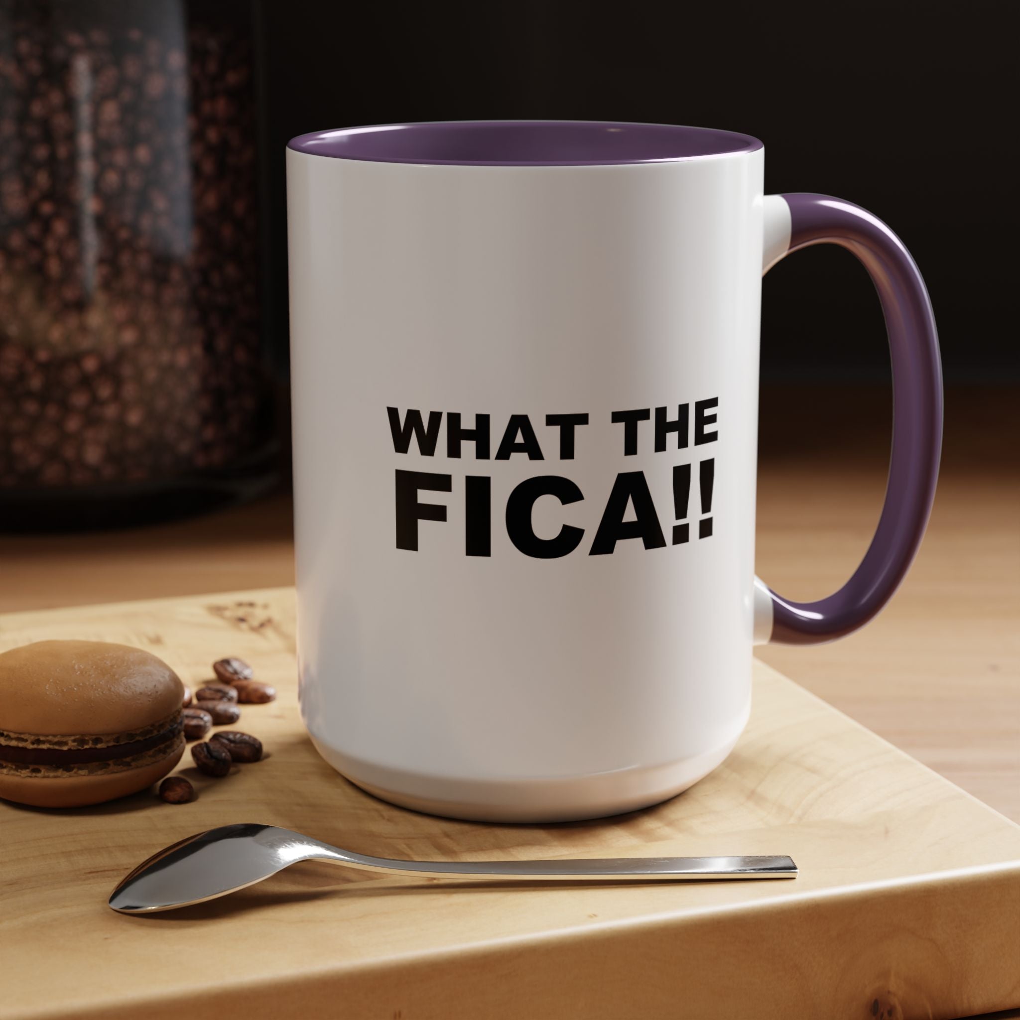 Funny Coffee Mug, Personalized Mug, What The FICA, CPA, Tax Preparer, Entrepreneur Accent Cup (11/15oz), Gift Under 20, White Elephant