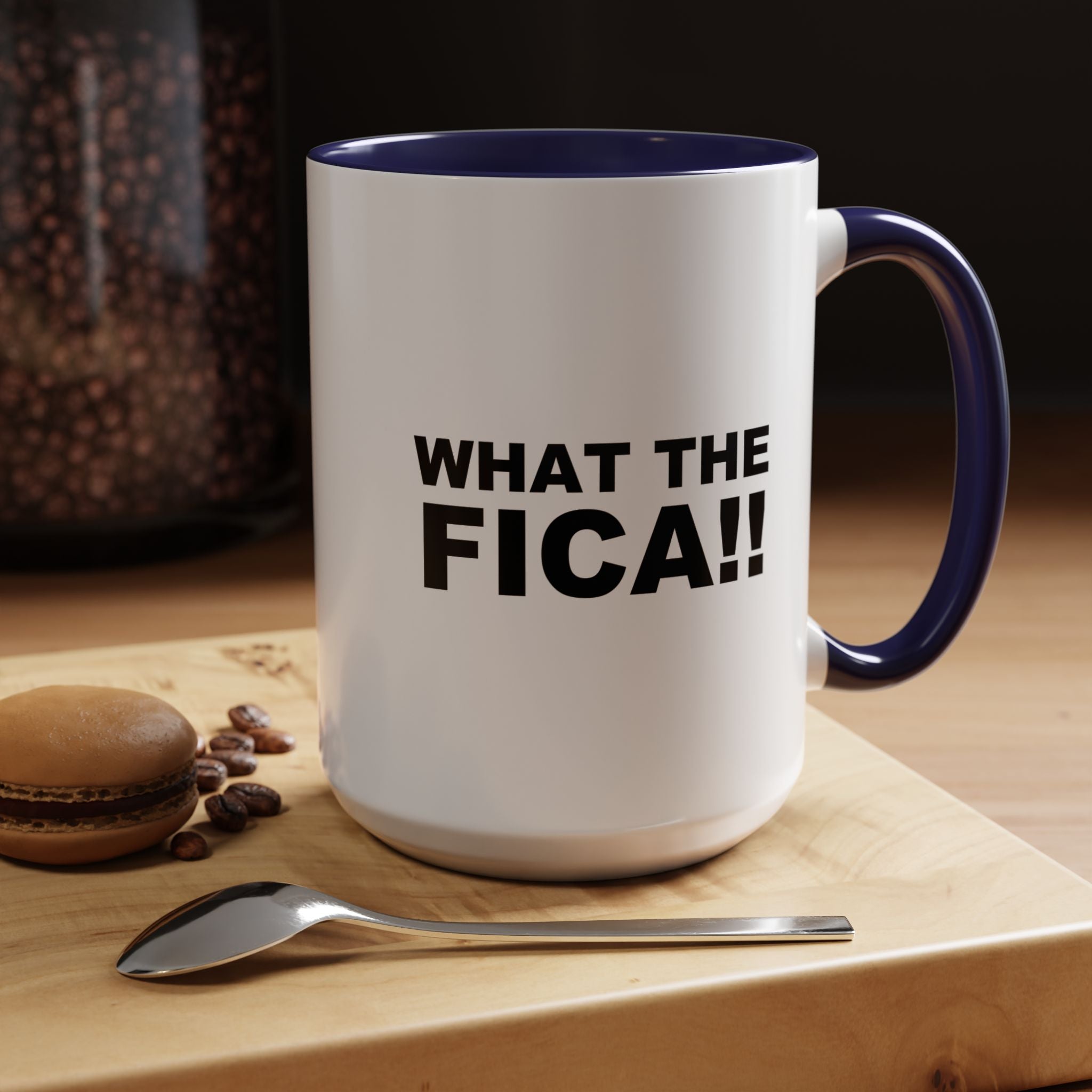Funny Coffee Mug, Personalized Mug, What The FICA, CPA, Tax Preparer, Entrepreneur Accent Cup (11/15oz), Gift Under 20, White Elephant
