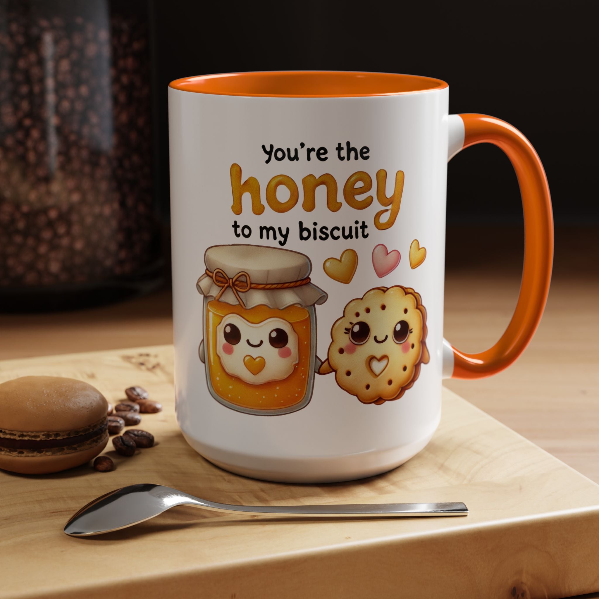 Funny Coffee Mug, Personalized Mug, You Are The Honey To My Biscuit  Accent Cup 11/15oz Anniversary Wedding Valentines Romantic Gift Him her