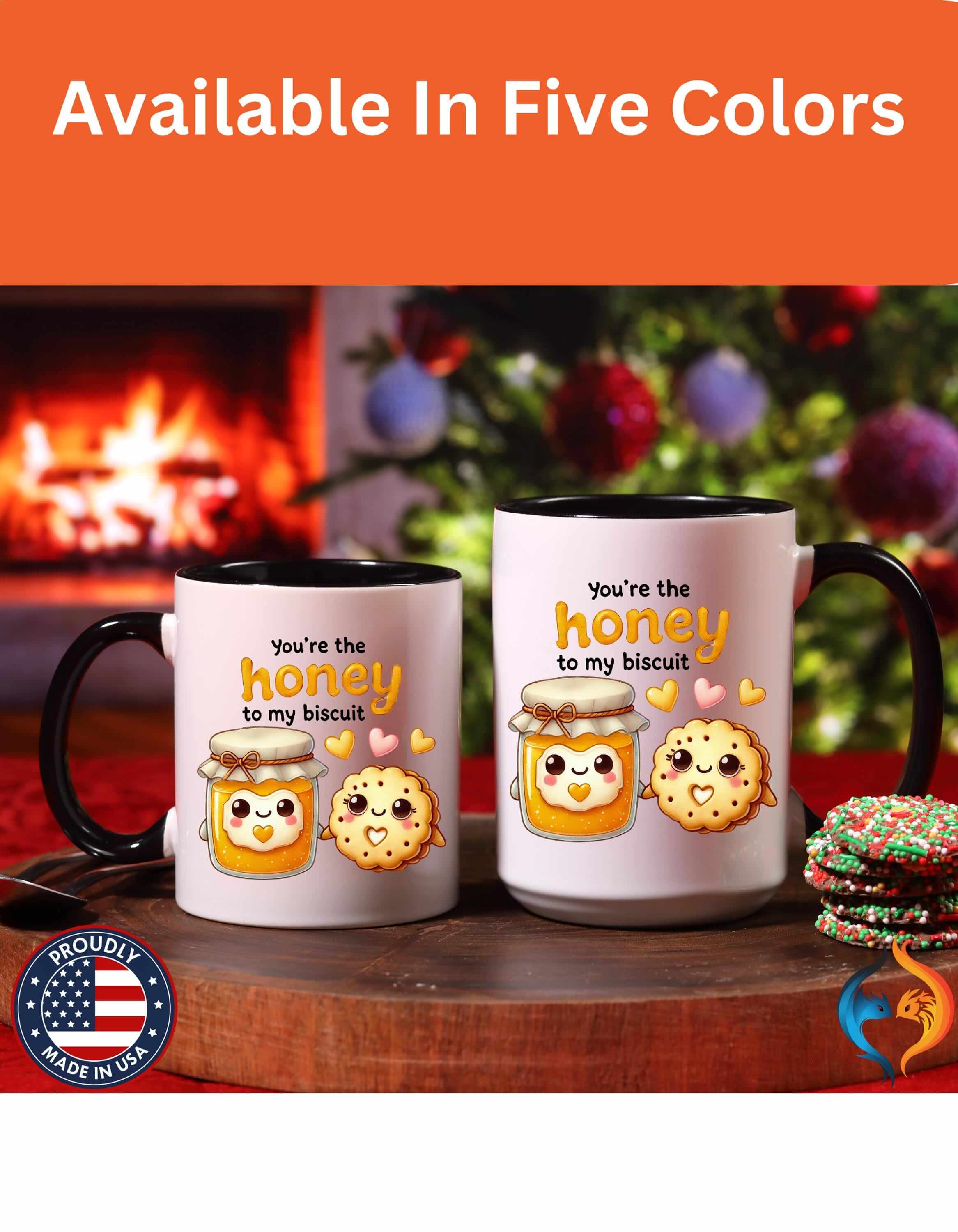 Funny Coffee Mug, Personalized Mug, You Are The Honey To My Biscuit  Accent Cup 11/15oz Anniversary Wedding Valentines Romantic Gift Him her