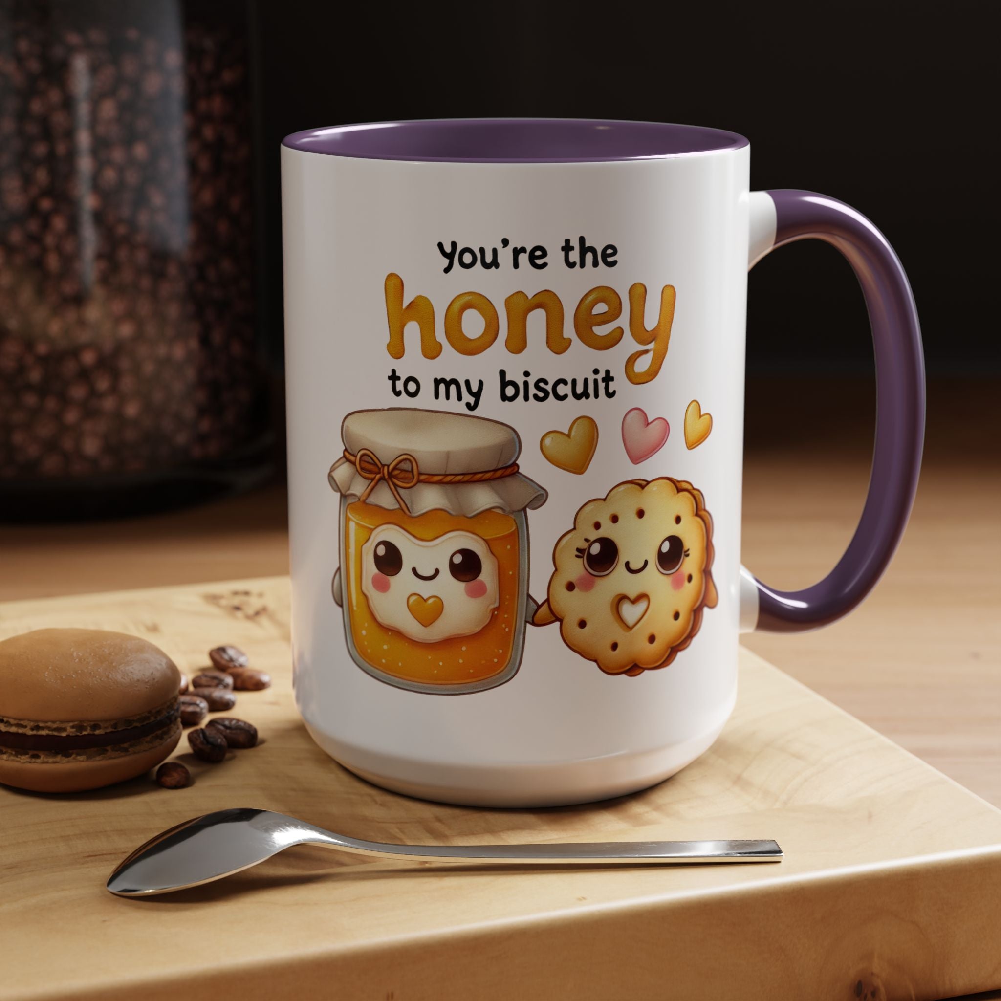 Funny Coffee Mug, Personalized Mug, You Are The Honey To My Biscuit  Accent Cup 11/15oz Anniversary Wedding Valentines Romantic Gift Him her