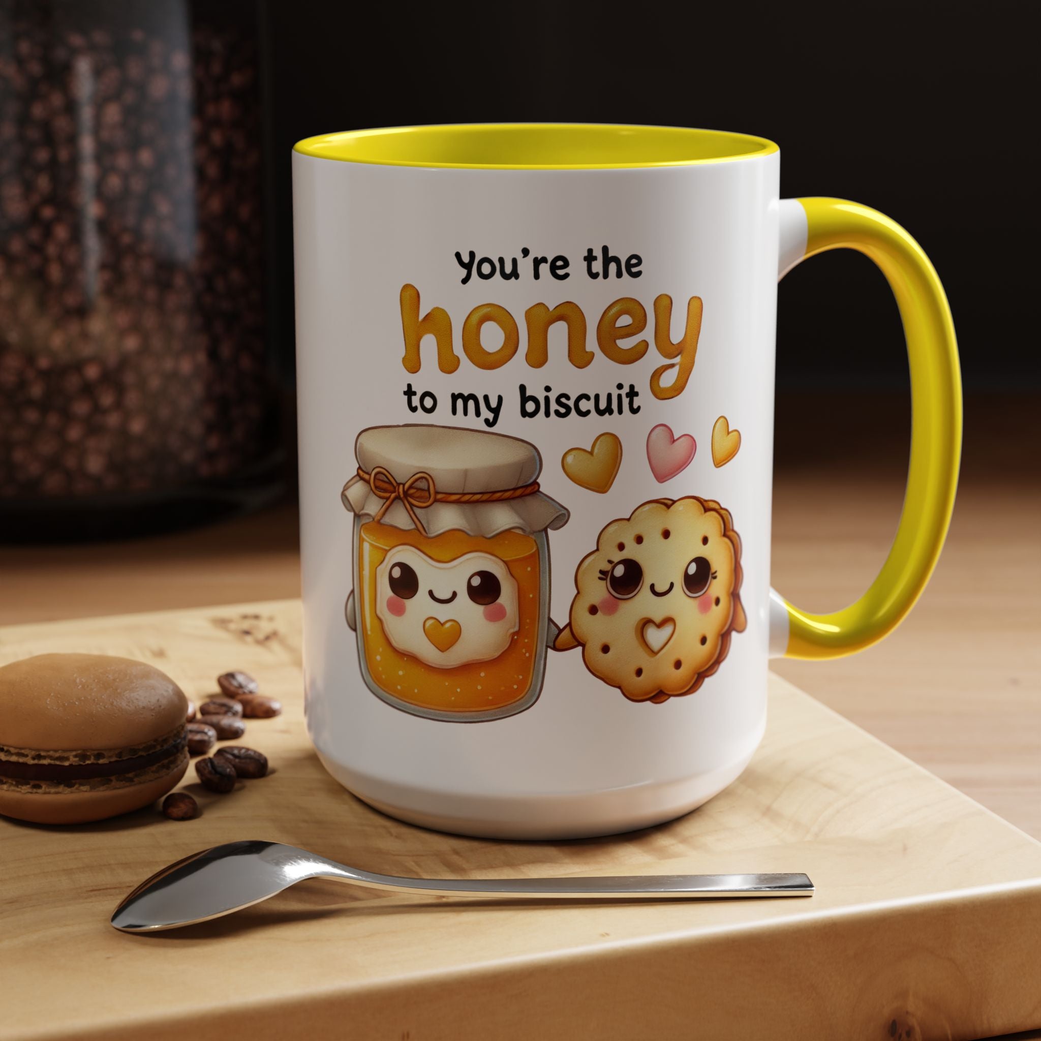 Funny Coffee Mug, Personalized Mug, You Are The Honey To My Biscuit  Accent Cup 11/15oz Anniversary Wedding Valentines Romantic Gift Him her