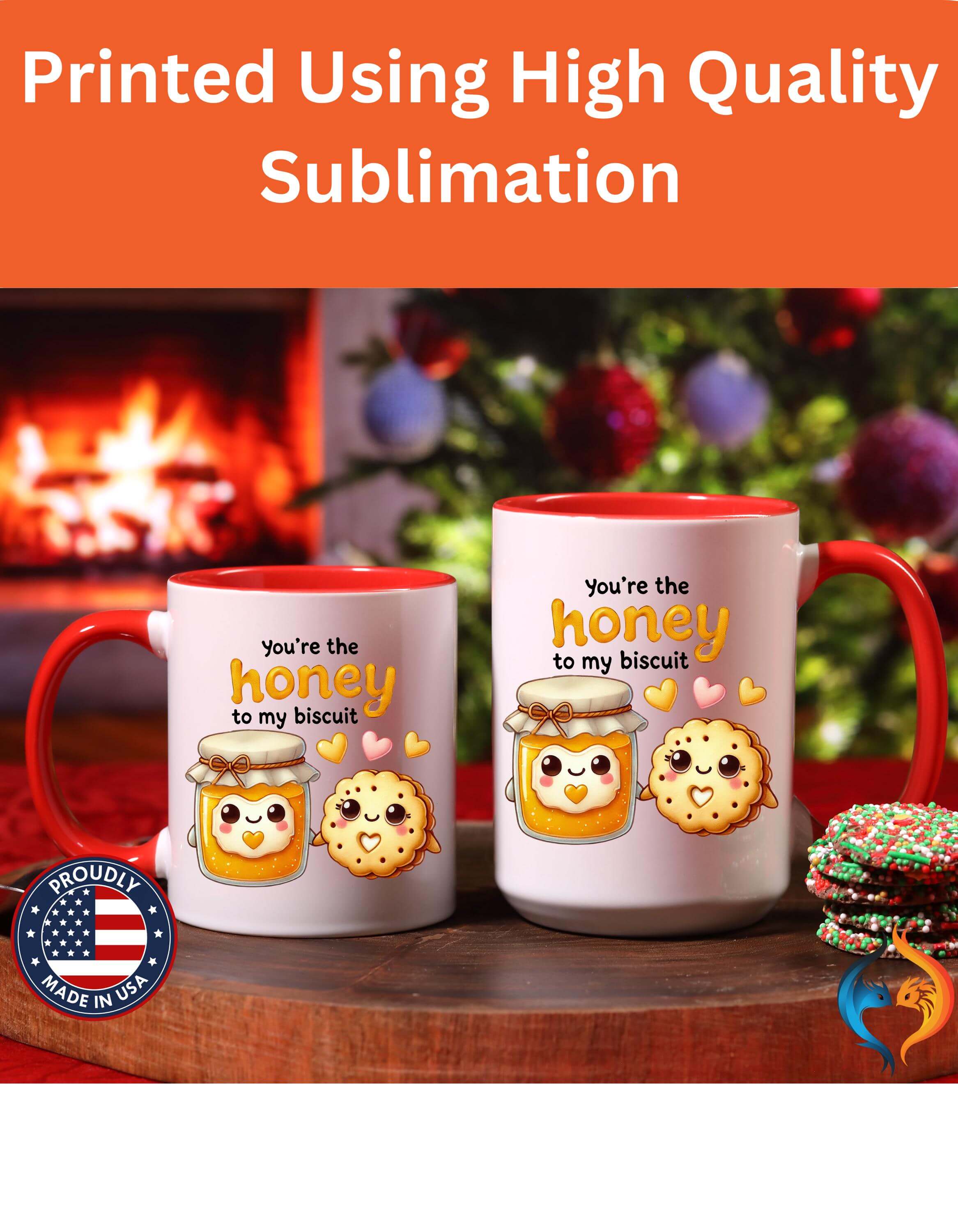 Funny Coffee Mug, Personalized Mug, You Are The Honey To My Biscuit  Accent Cup 11/15oz Anniversary Wedding Valentines Romantic Gift Him her