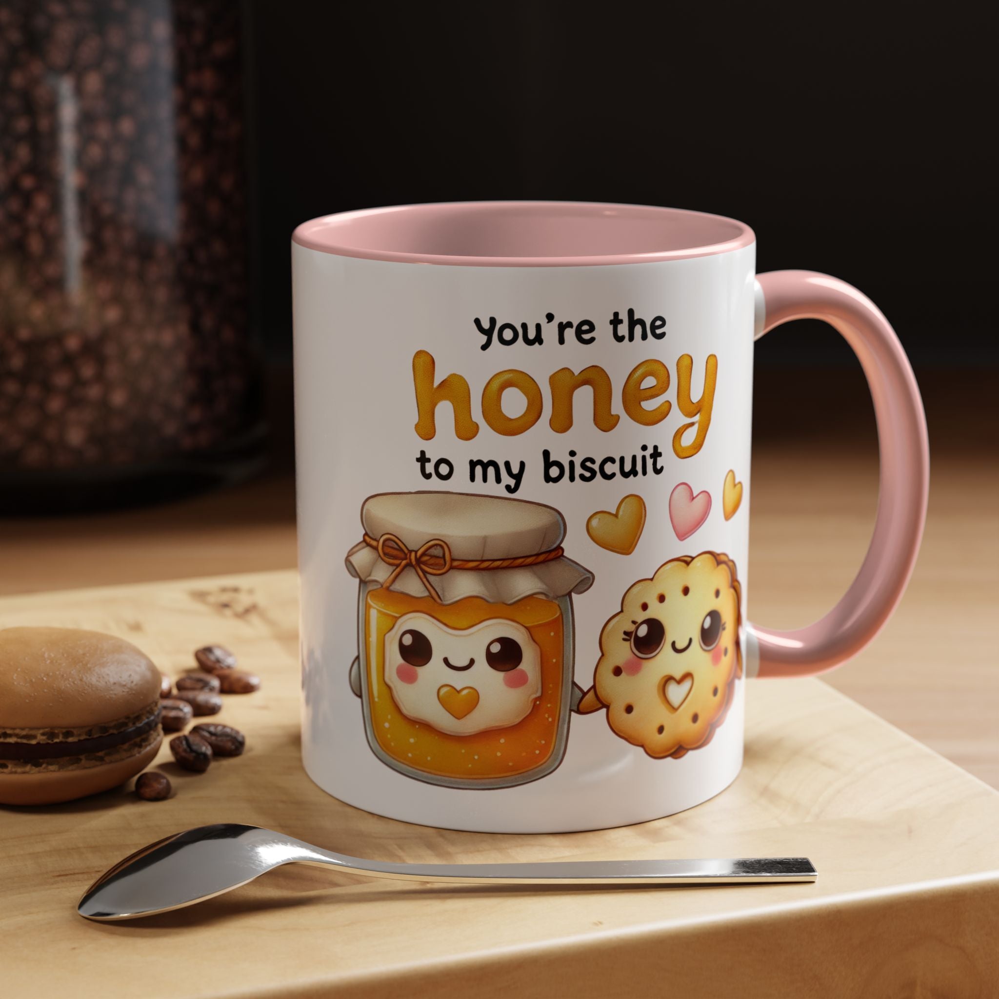 Funny Coffee Mug, Personalized Mug, You Are The Honey To My Biscuit  Accent Cup 11/15oz Anniversary Wedding Valentines Romantic Gift Him her