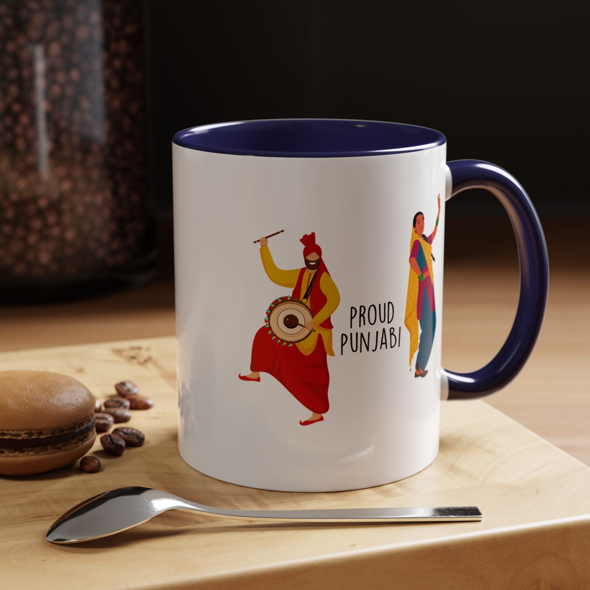 Funny Coffee Mug, Personalized Mug, Desi Roots Mug 'Proud Punjabi' Accent Chai Cup (11/15oz), Indian Pakistani Gift Under 20, White Elephant