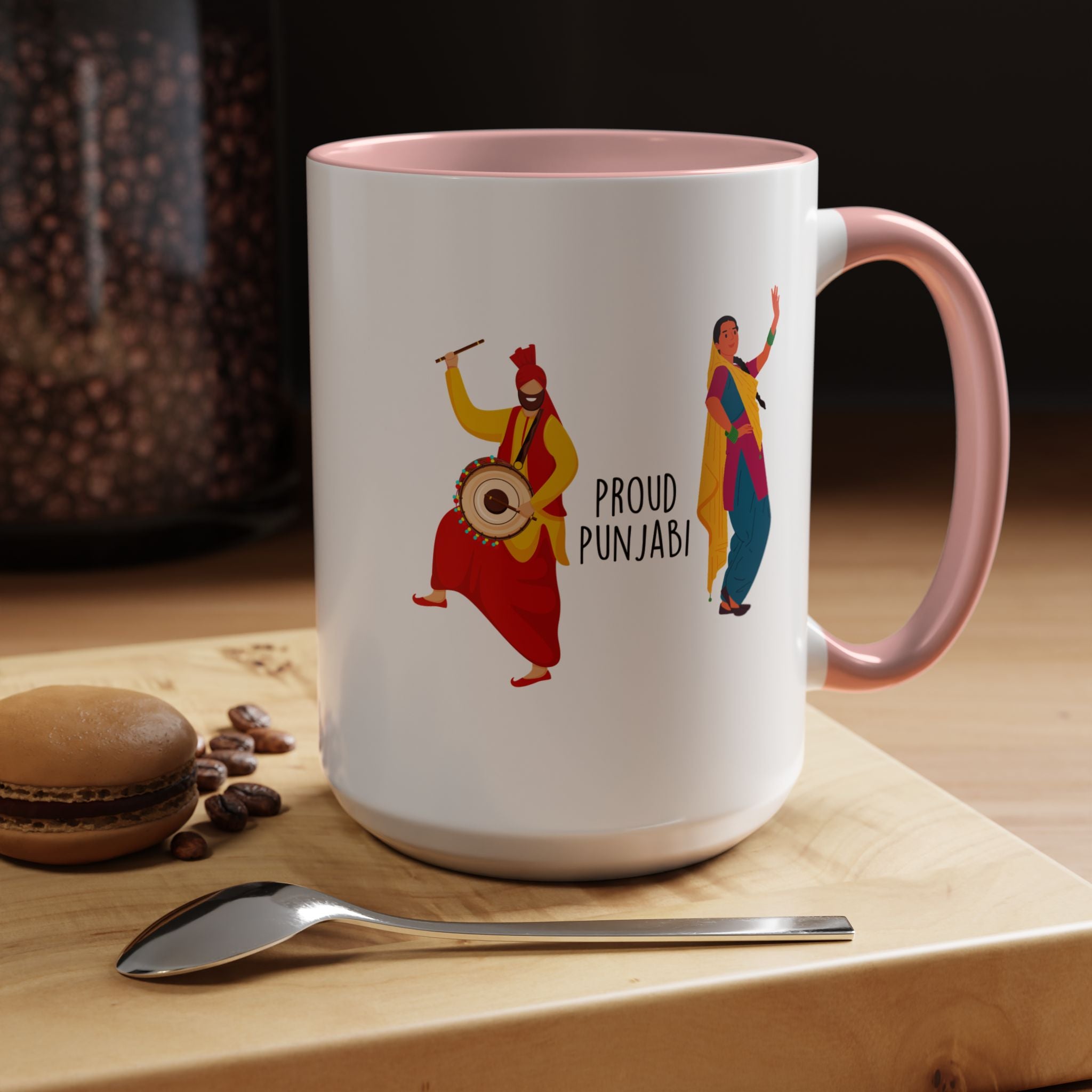 Funny Coffee Mug, Personalized Mug, Desi Roots Mug 'Proud Punjabi' Accent Chai Cup (11/15oz), Indian Pakistani Gift Under 20, White Elephant