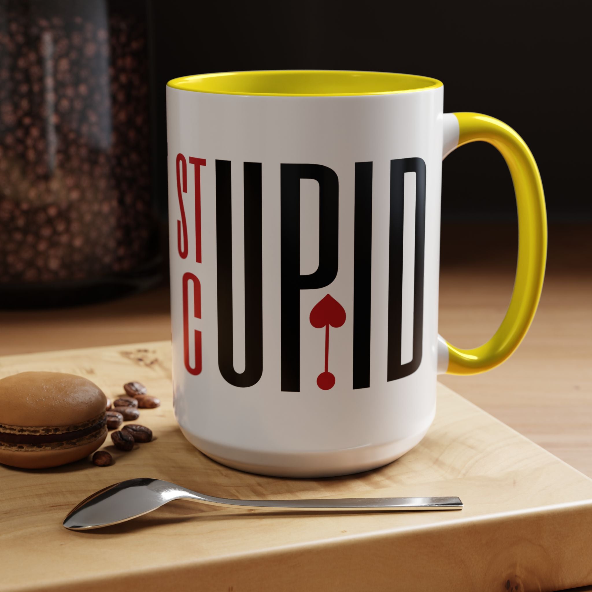 Funny Coffee Mug, Personalized Mug, Stupid Cupid Accent Cup 11/15oz, Self Love, Anti-Valentine Cup