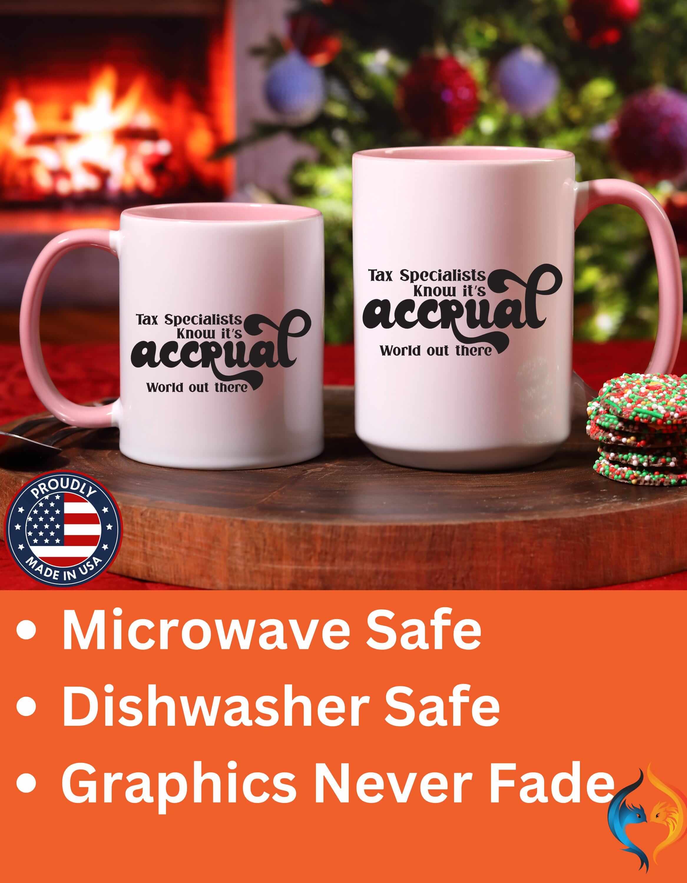 Funny Coffee Mug, Personalized Mug, Tax Specialist Knows It's Accrual World Out There Accent Cup (11, 15oz), Gift Under 20, White Elephant