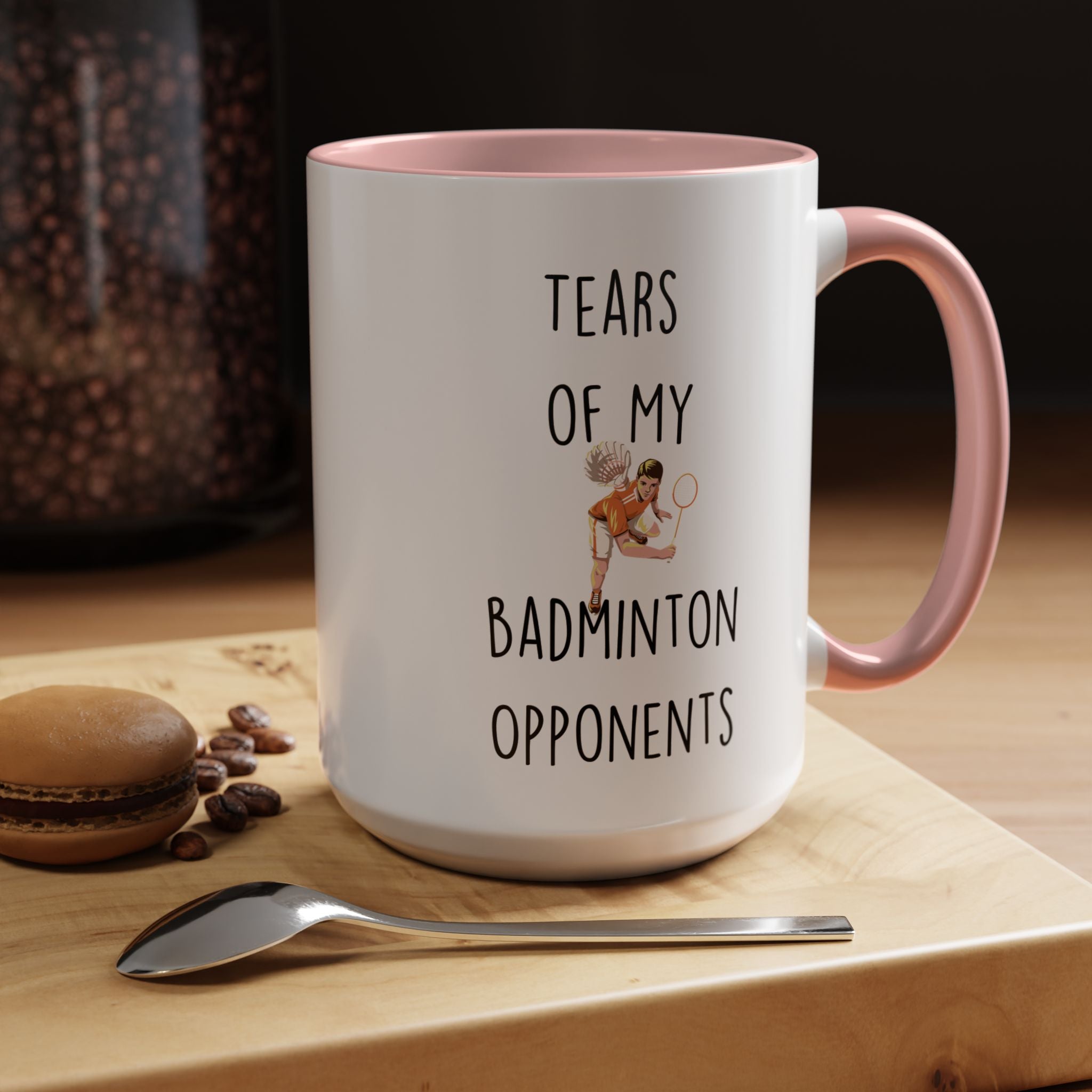 Funny Coffee Mug, Personalized Mug, Tears Of My Badminton Opponents, Accent Cup (11, 15oz), Sarcastic Mug,  Tea Coffee Cup, gift under 20