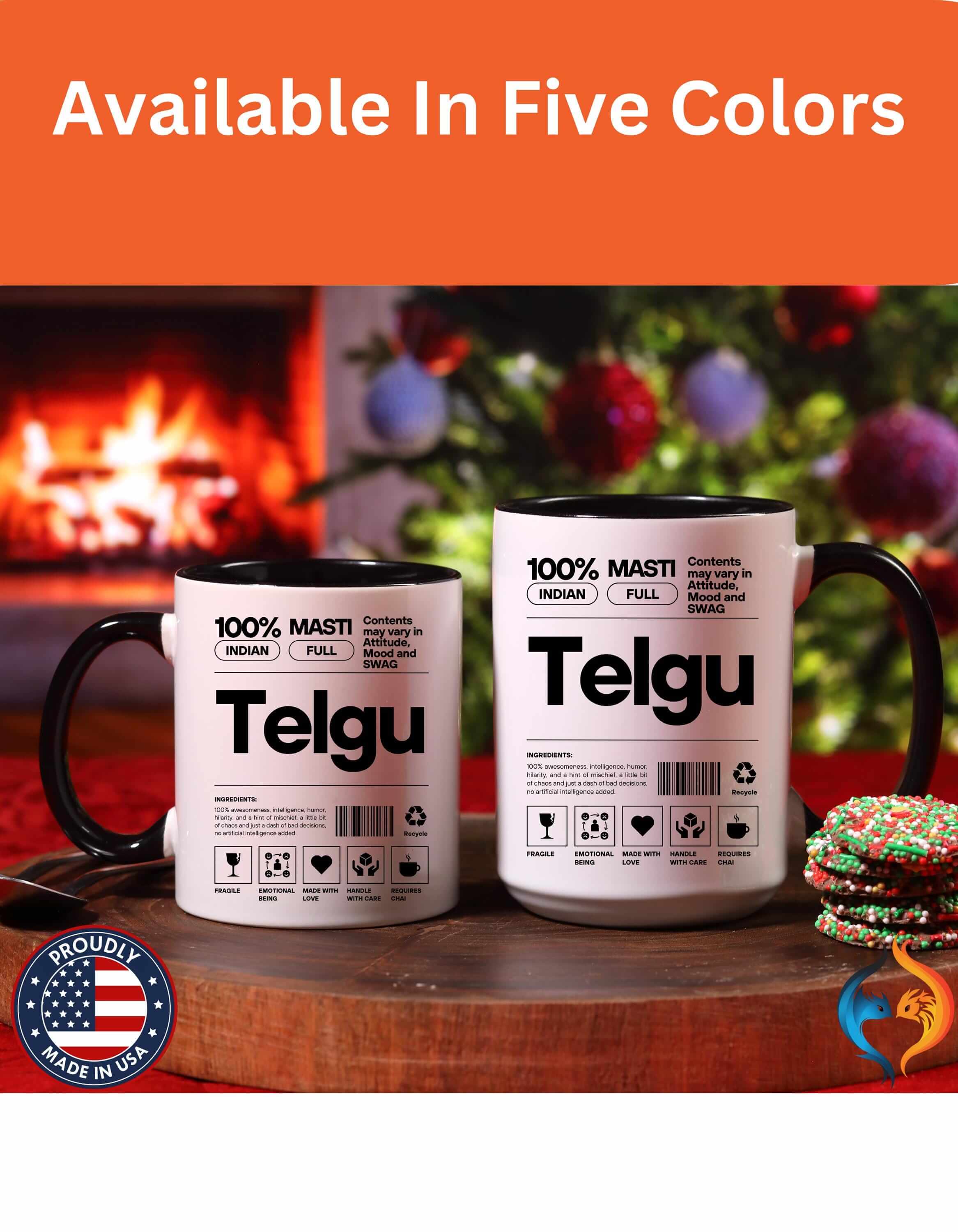 Funny Coffee Mug, Personalized Mug, Telgu Desi Roots Indian Accent Chai Cup (11/15oz), Gift Under 20, white elephant, brown humor
